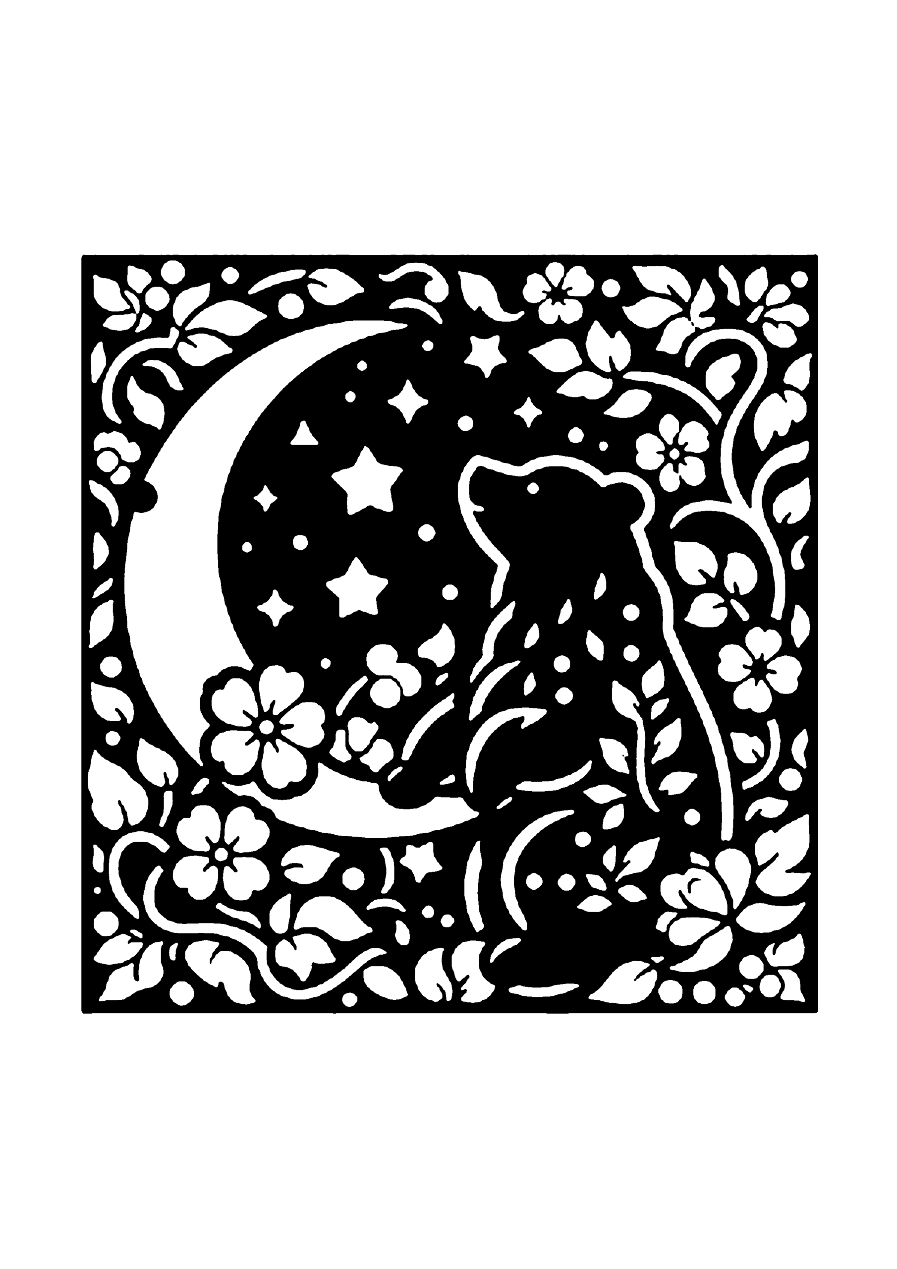 熊の切り絵図案No.0025