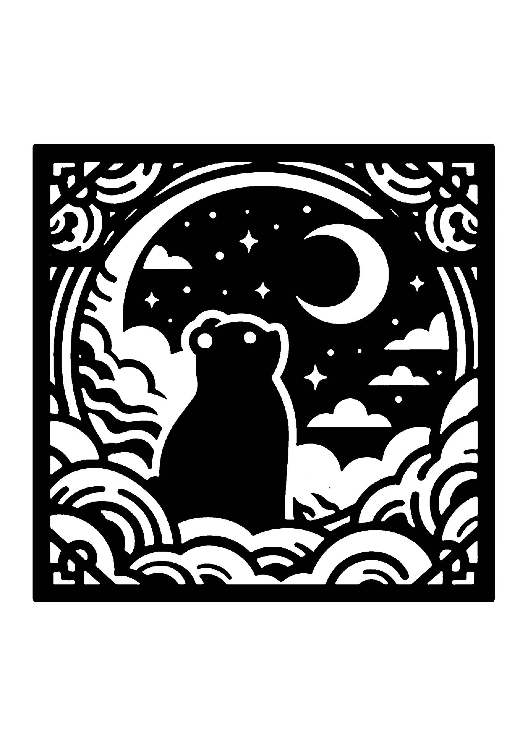 熊の切り絵図案No.0033