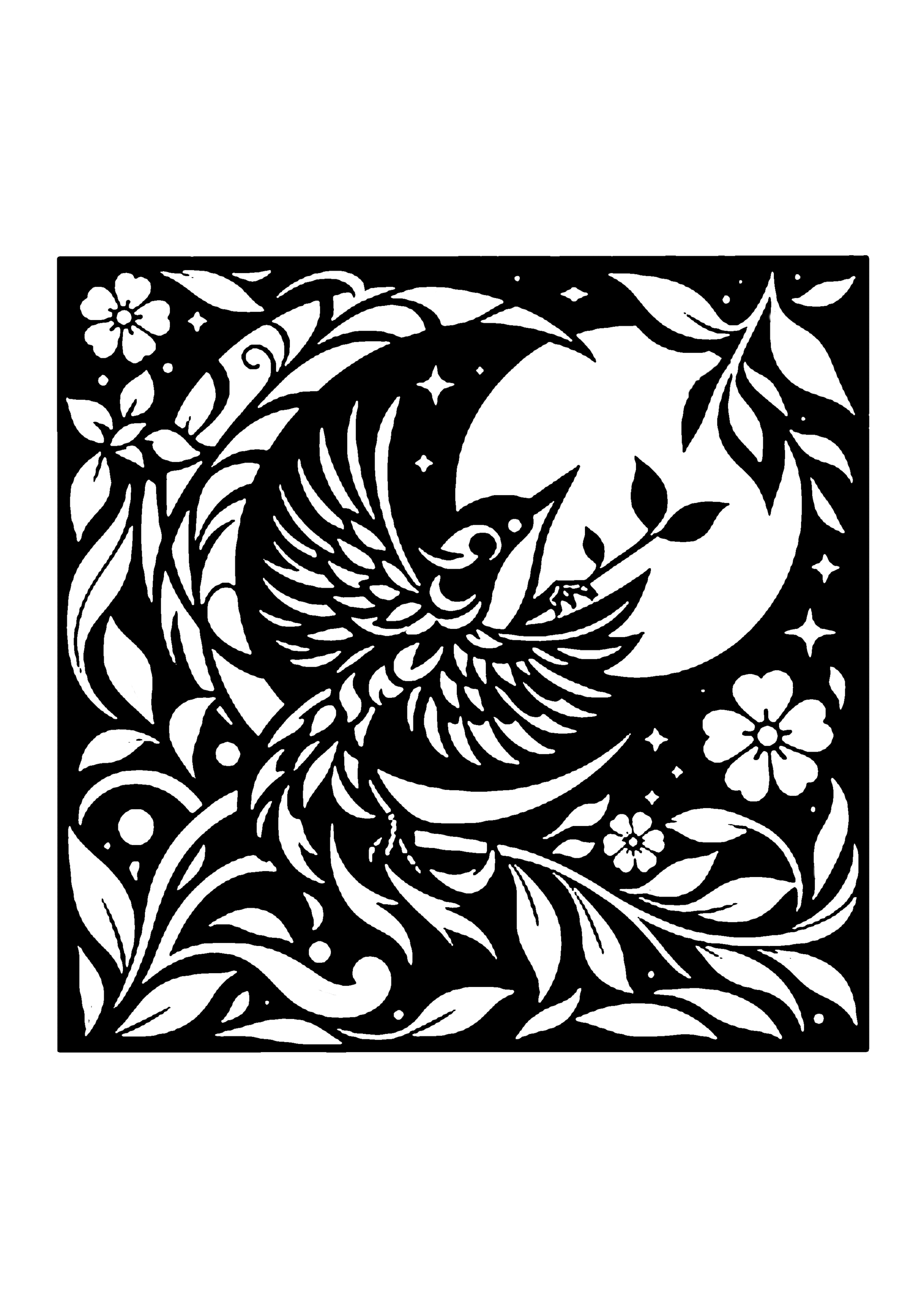 鳥の切り絵図案No.0032