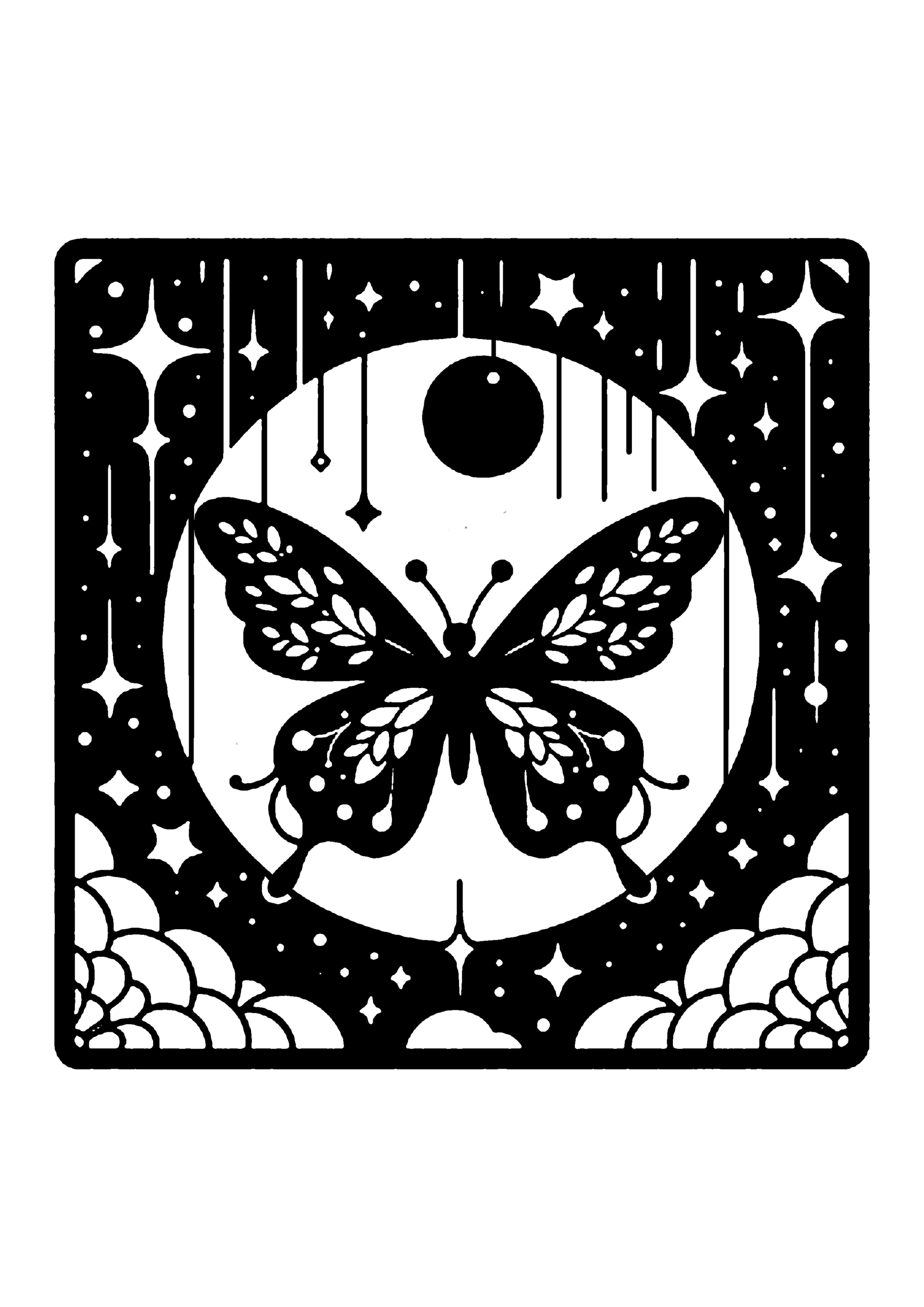 蝶の切り絵図案No.0061