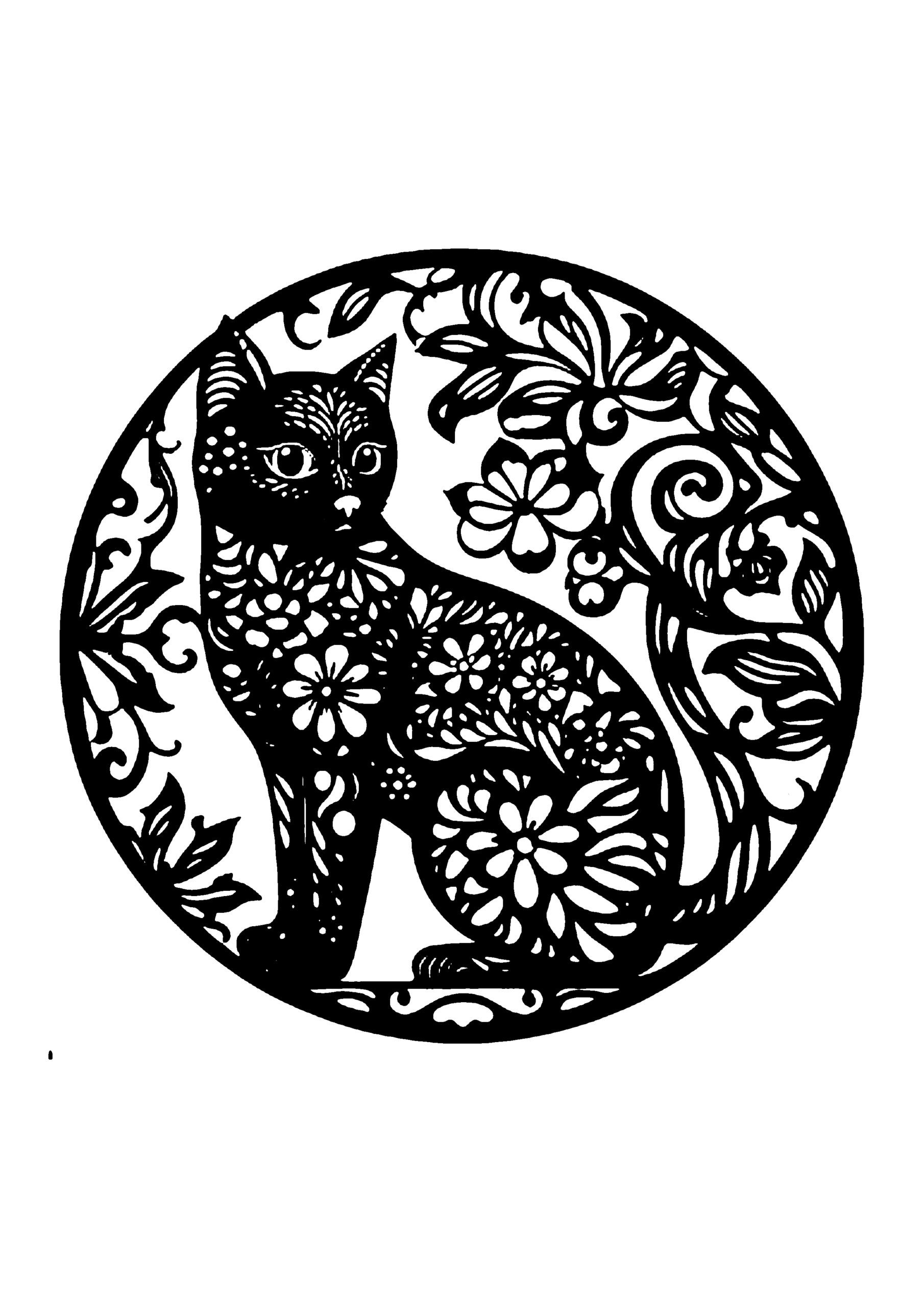 猫の切り絵図案No.0023