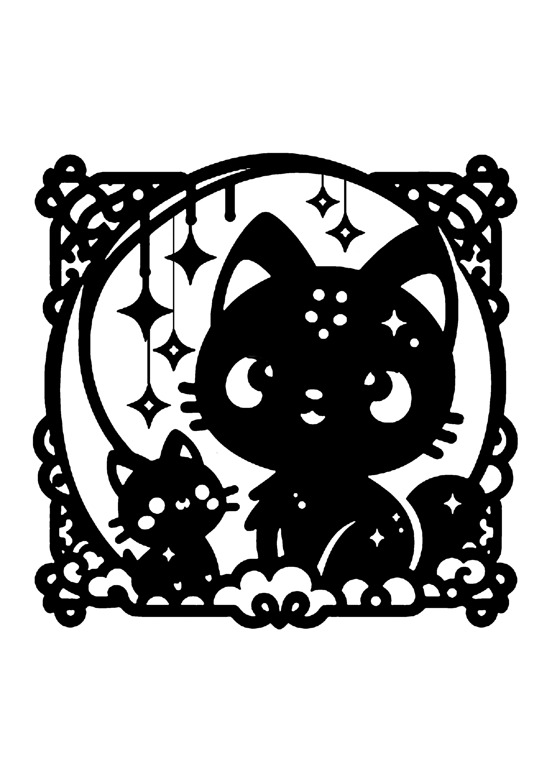 猫の切り絵図案No.0034