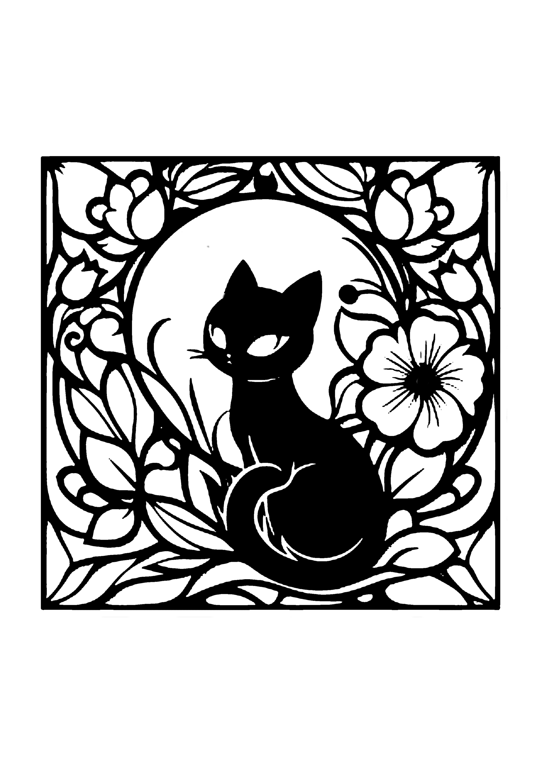 猫の切り絵図案No.0038