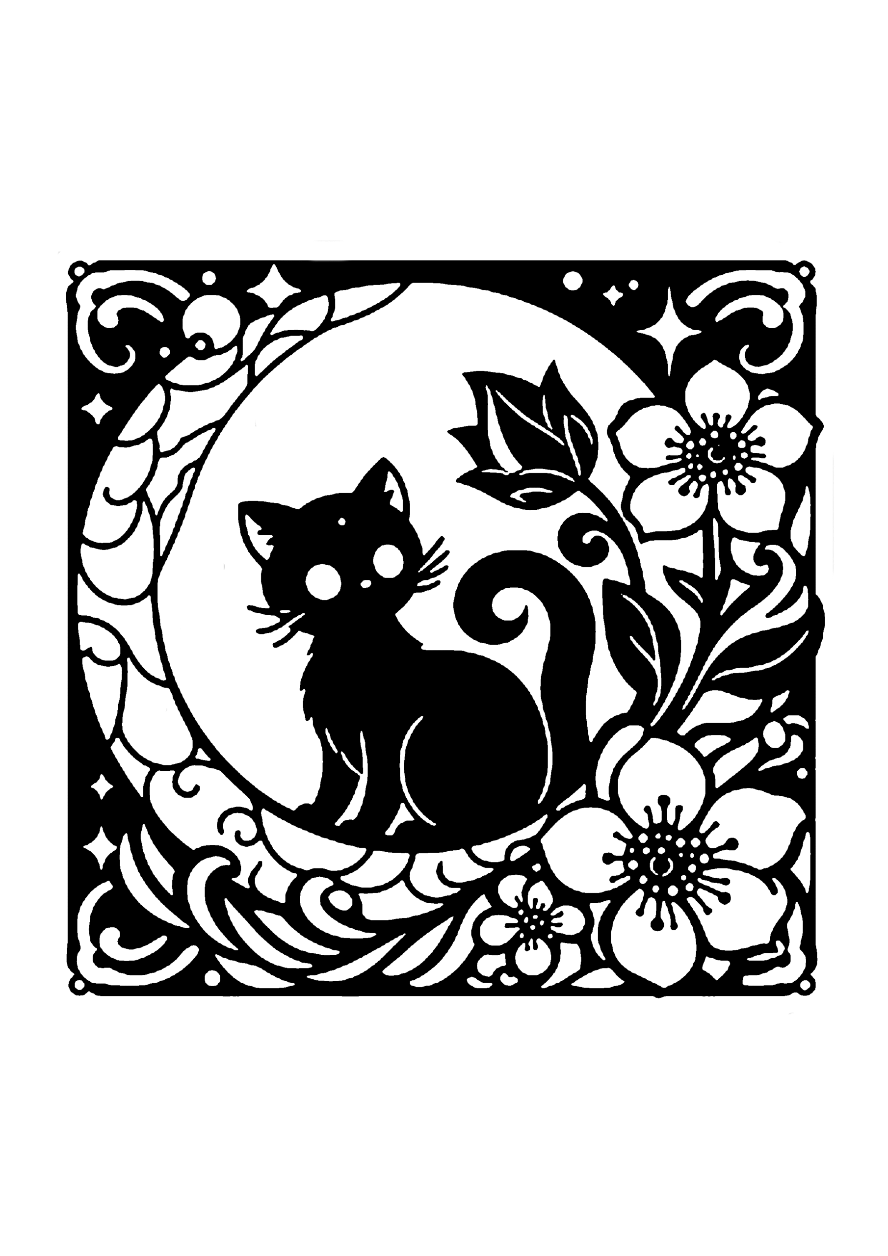 猫の切り絵図案No.0039