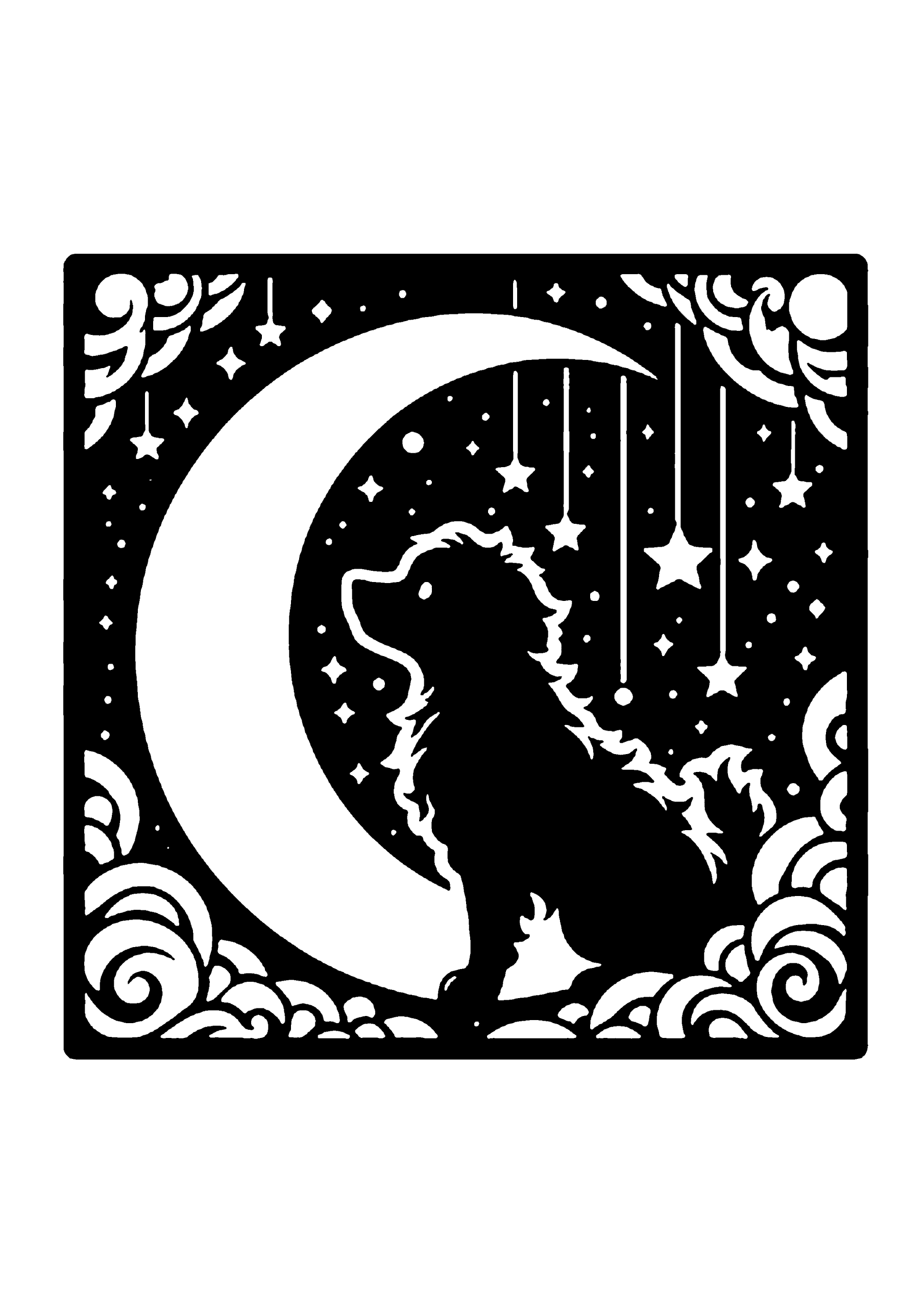 犬の切り絵図案No.0028