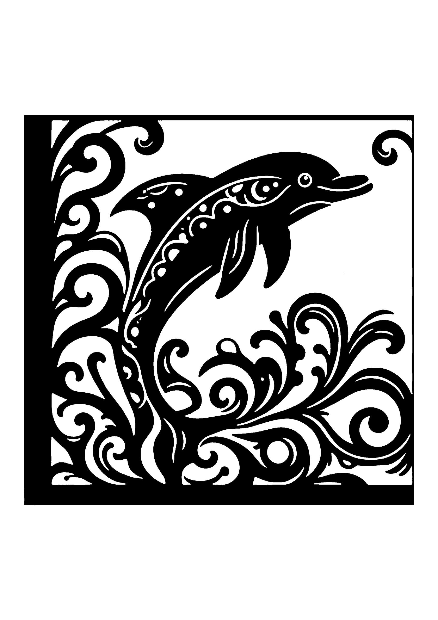 いるかの切り絵図案No.0026