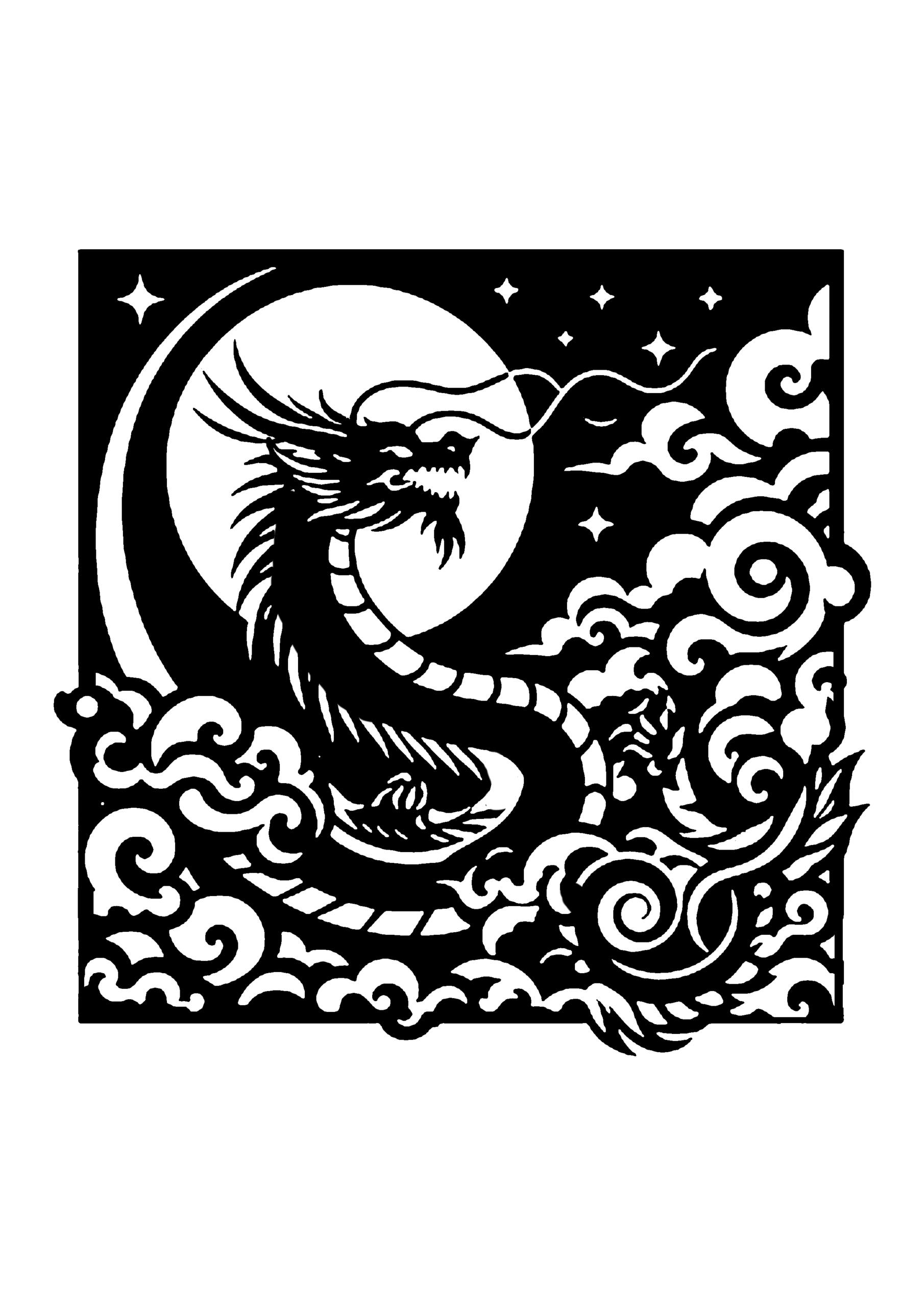 龍の切り絵図案No.0027