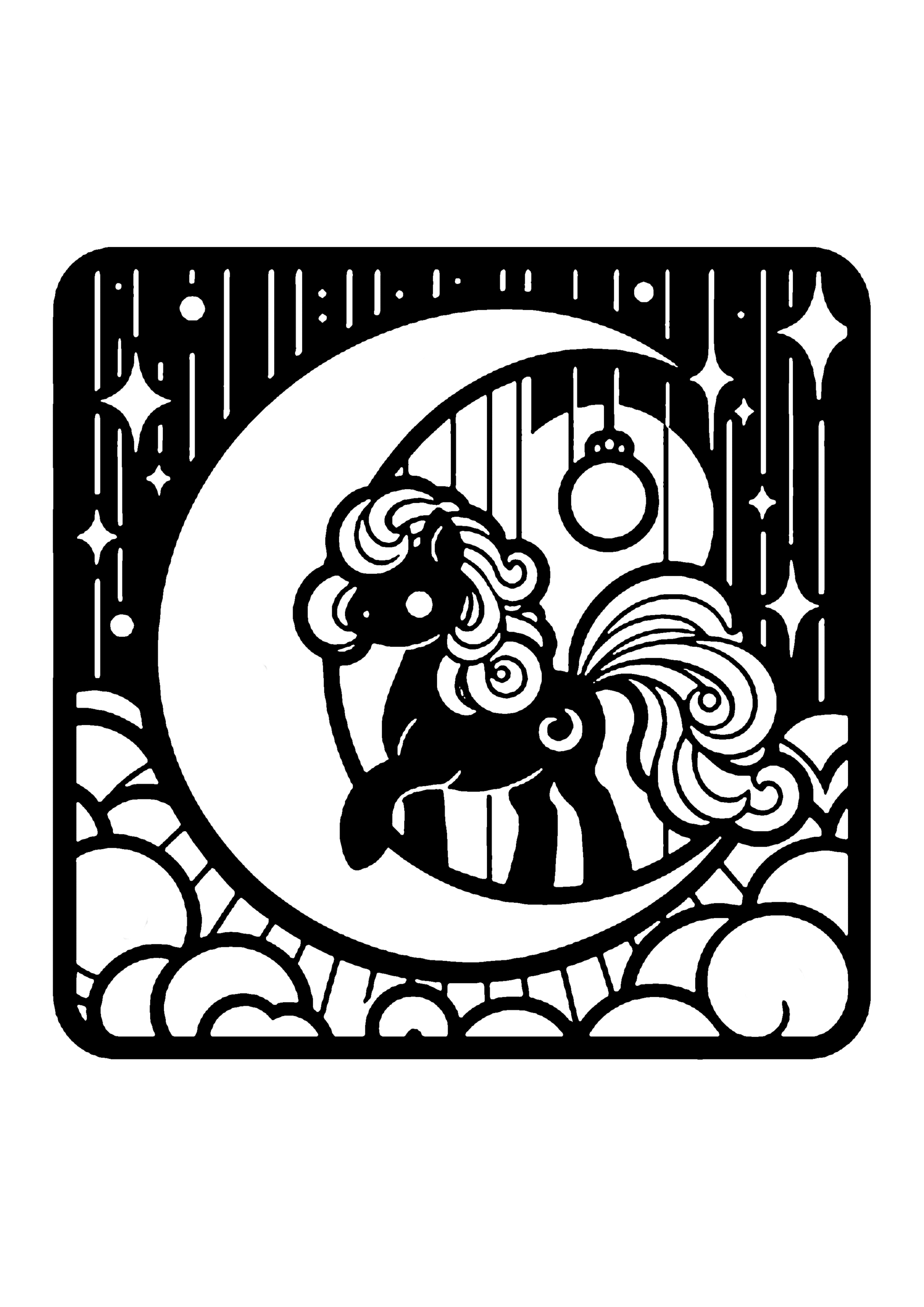 馬の切り絵図案No.0030