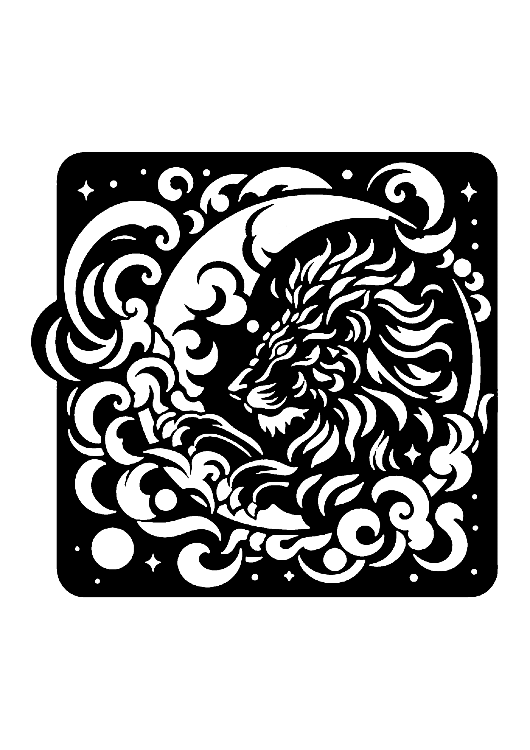 ライオンの切り絵図案No.0024