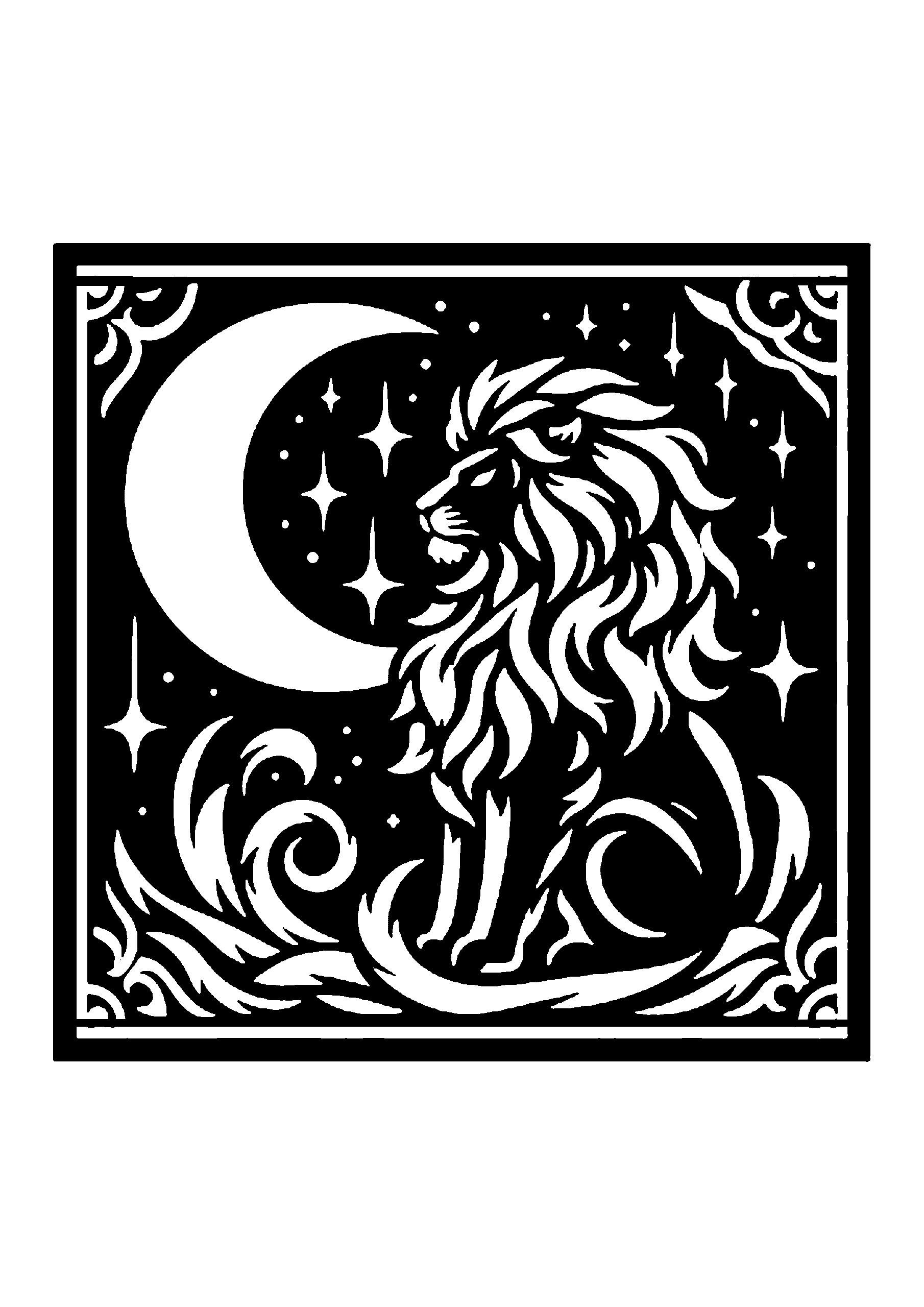 ライオンの切り絵図案No.0035