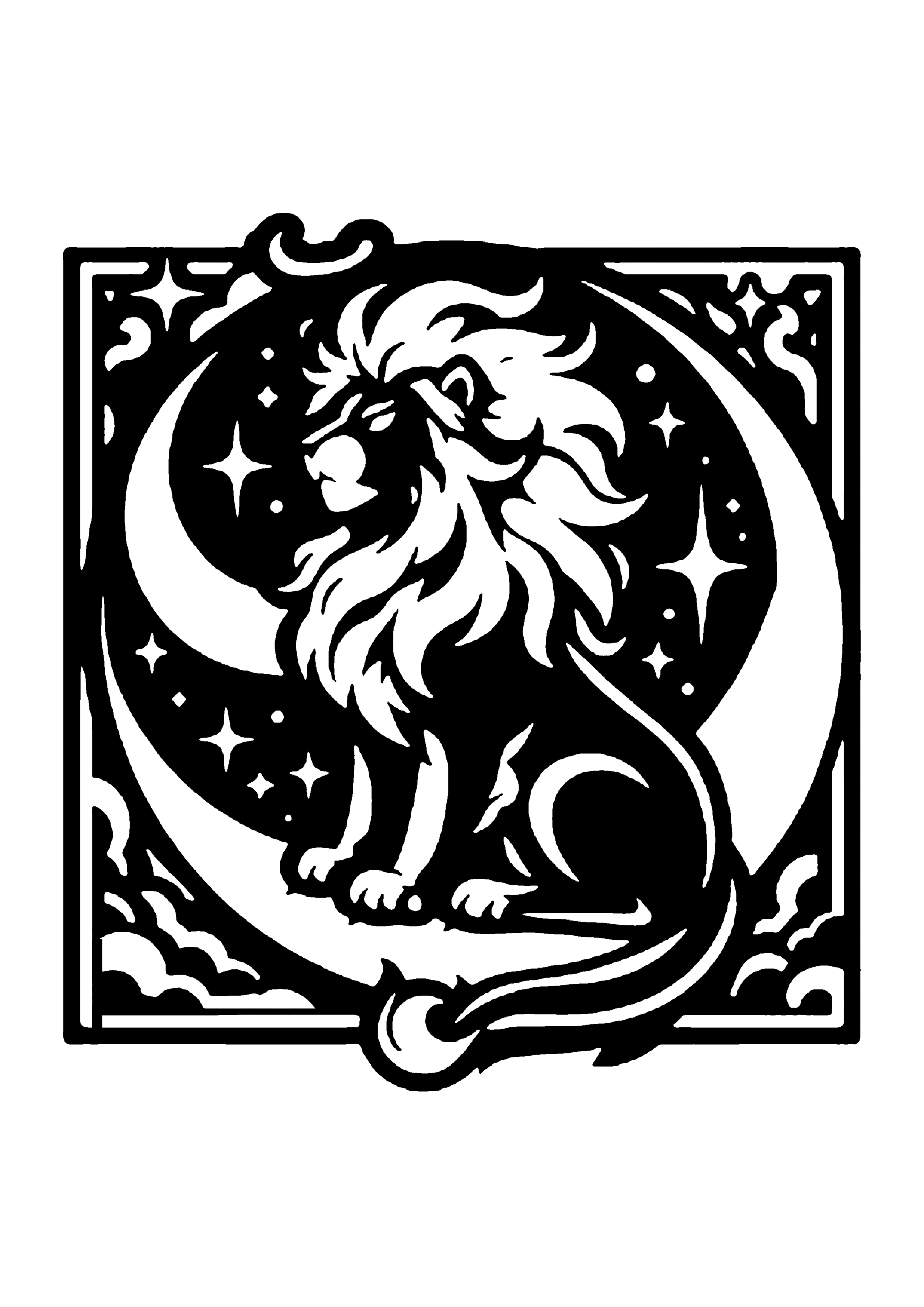 ライオンの切り絵図案No.0036