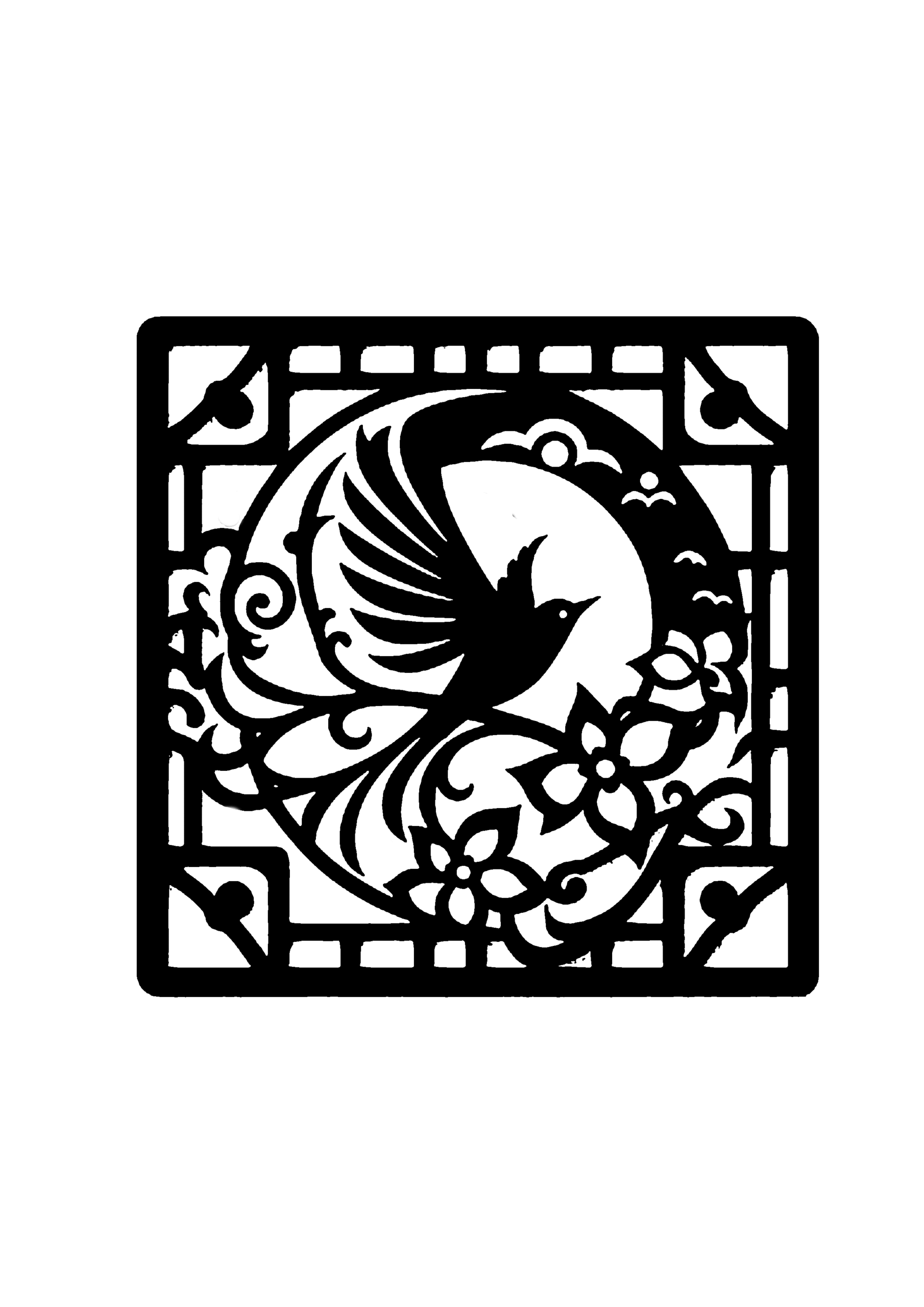 初心者向けの鳥の切り絵図案 No.0006