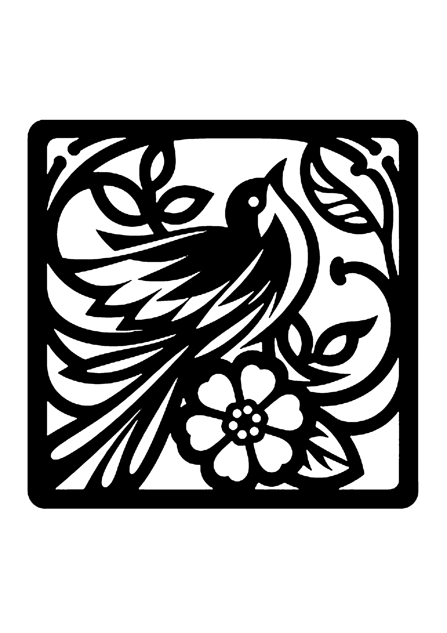 初心者向けの鳥の切り絵図案 No.0007