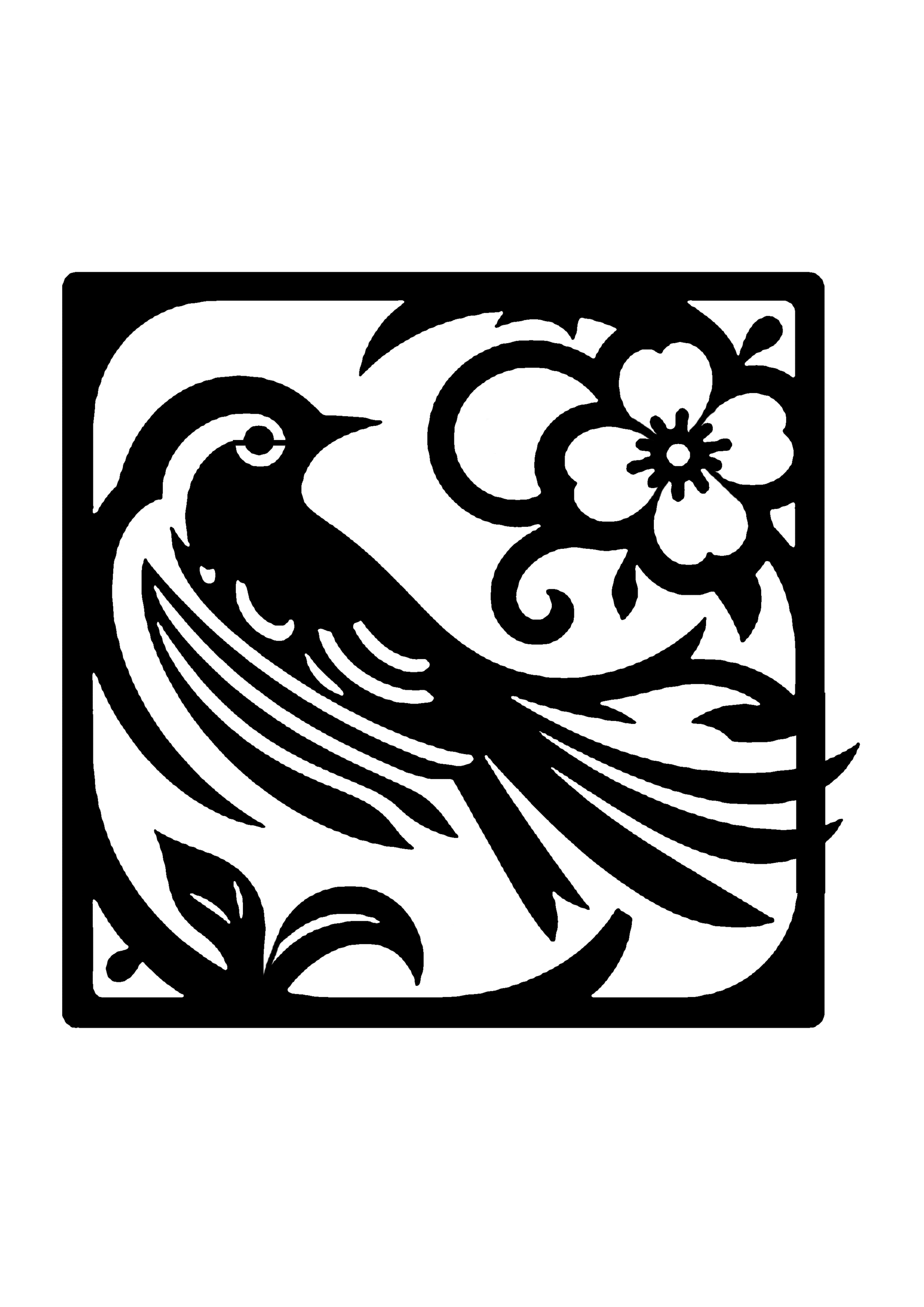 初心者向けの鳥の切り絵図案 No.0008