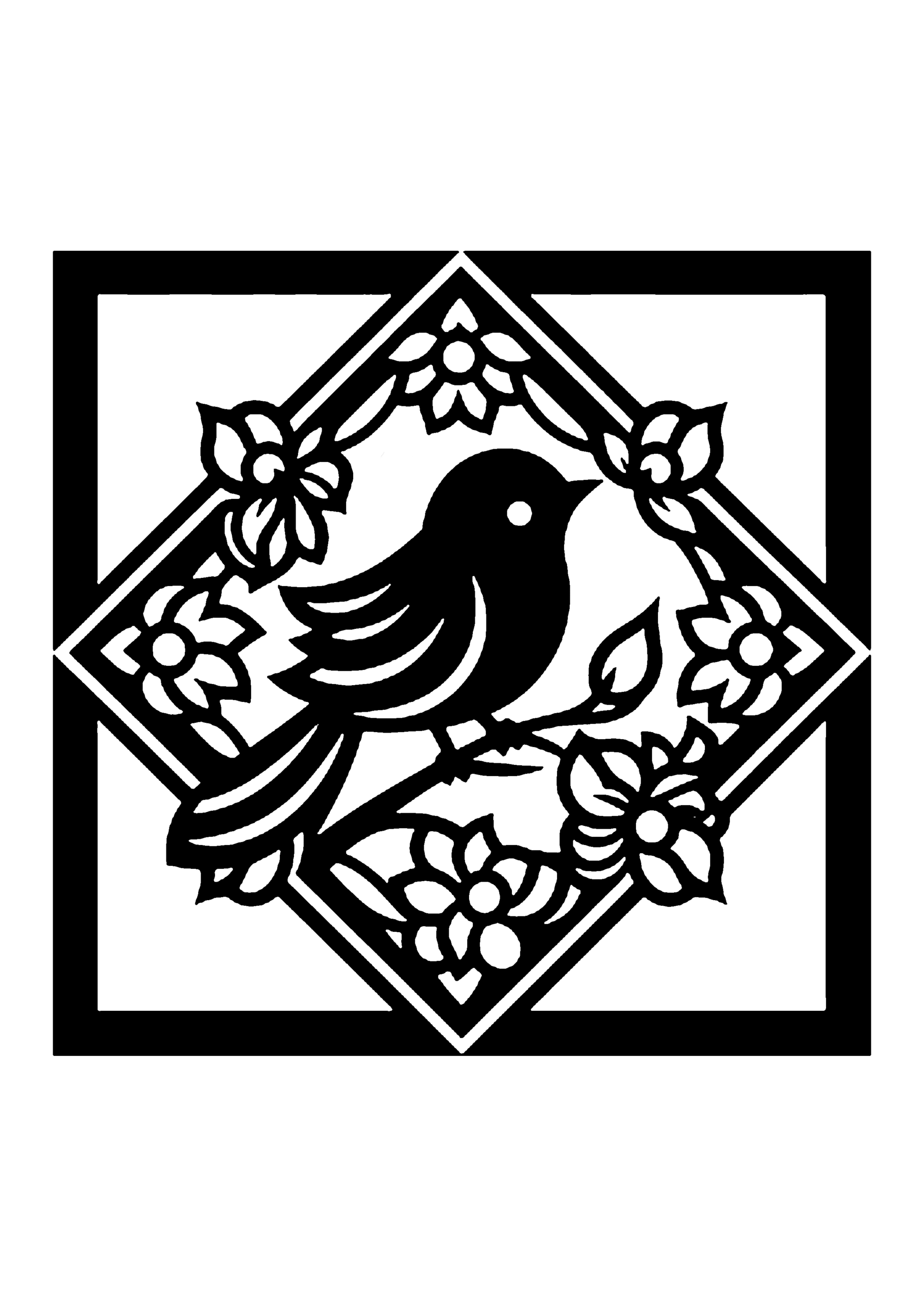 初心者向けの鳥の切り絵図案 No.0009