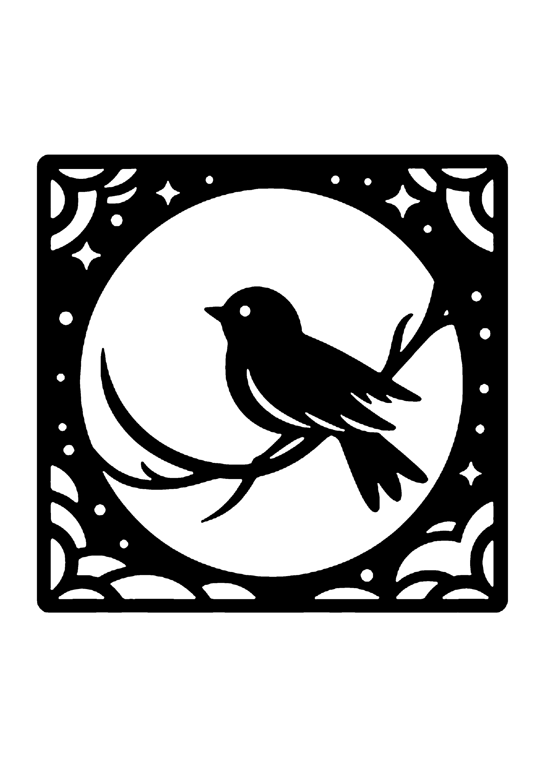 初心者向けの鳥の切り絵図案 No.0010