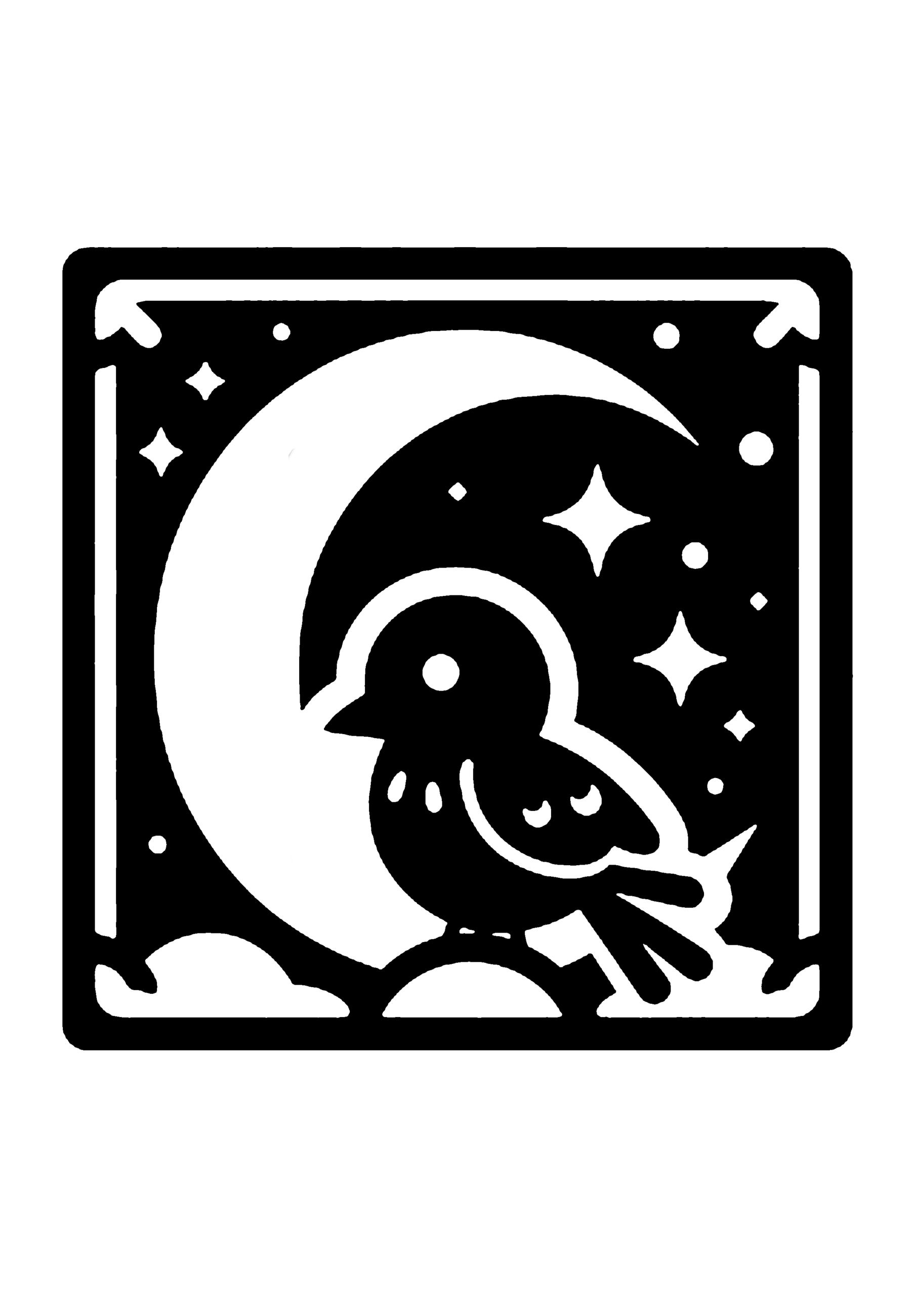 初心者向けの鳥の切り絵図案No0068