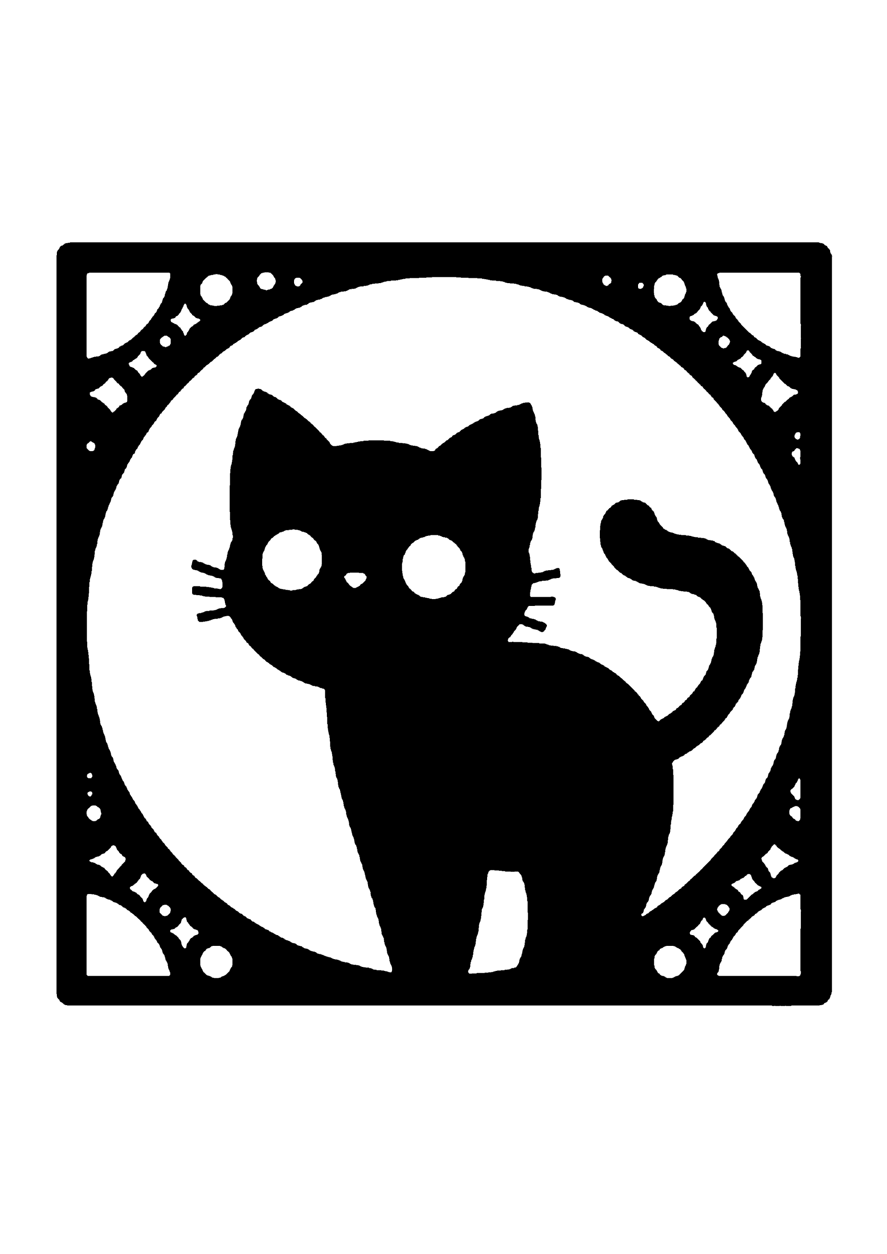 初心者向けの猫の切り絵図案 No.0001