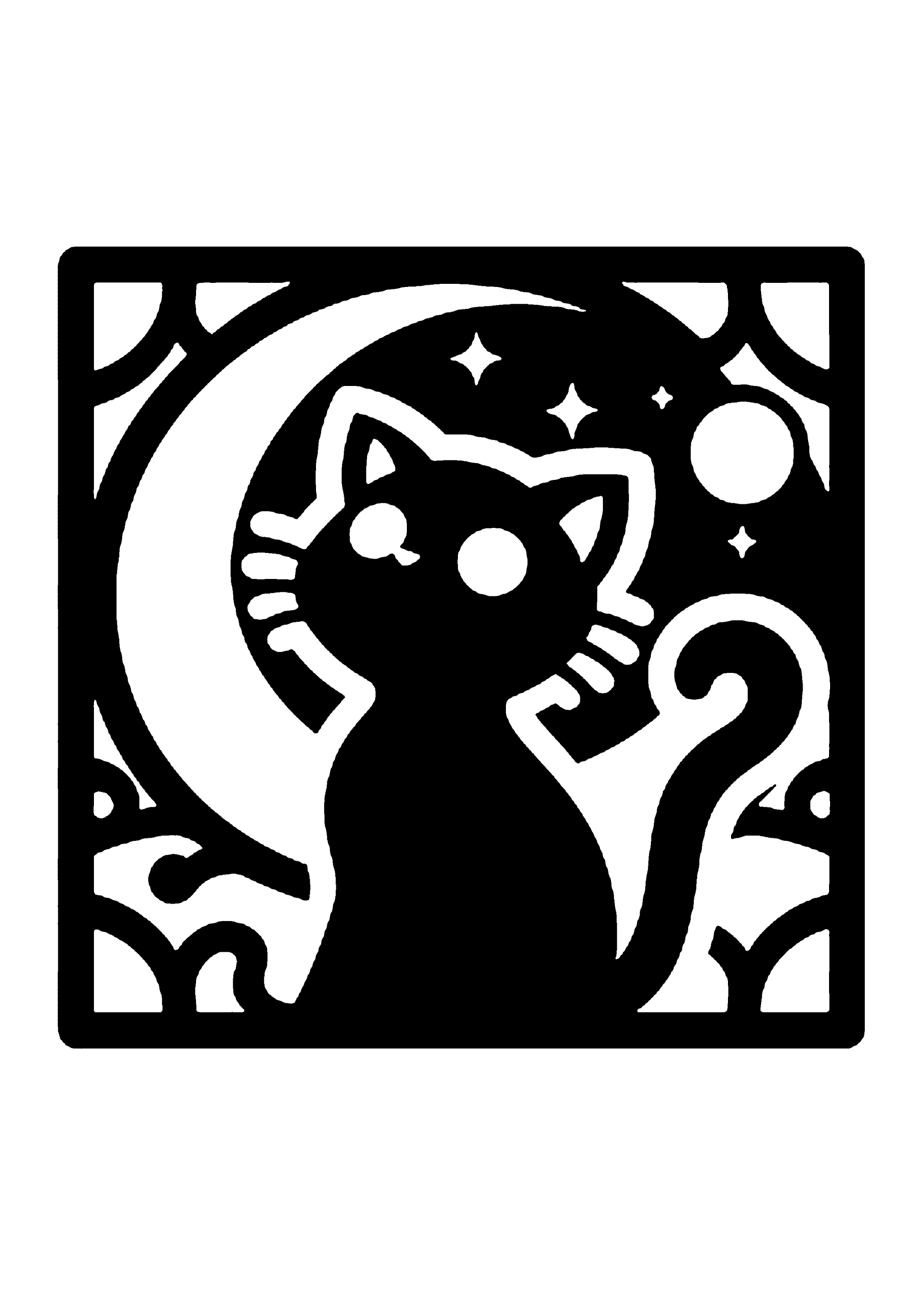 ねこの切り絵図案(初心者向け) No.0005
