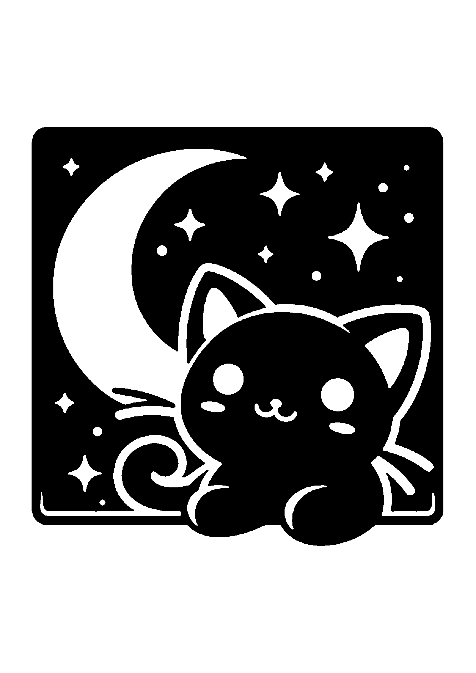 初心者向けの猫の切り絵図案No0072