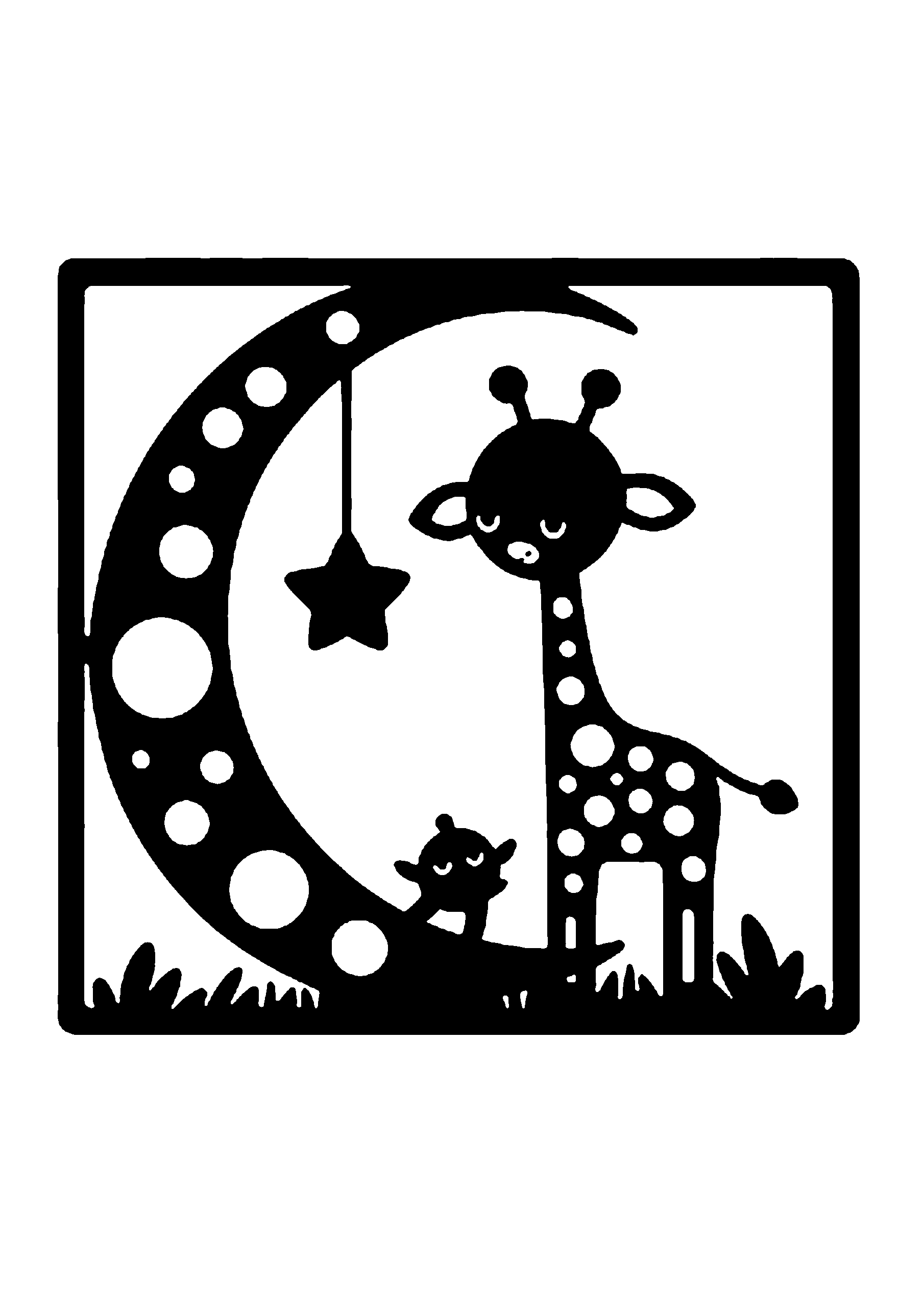 初心者向けのきりんの切り絵図案 No.0014