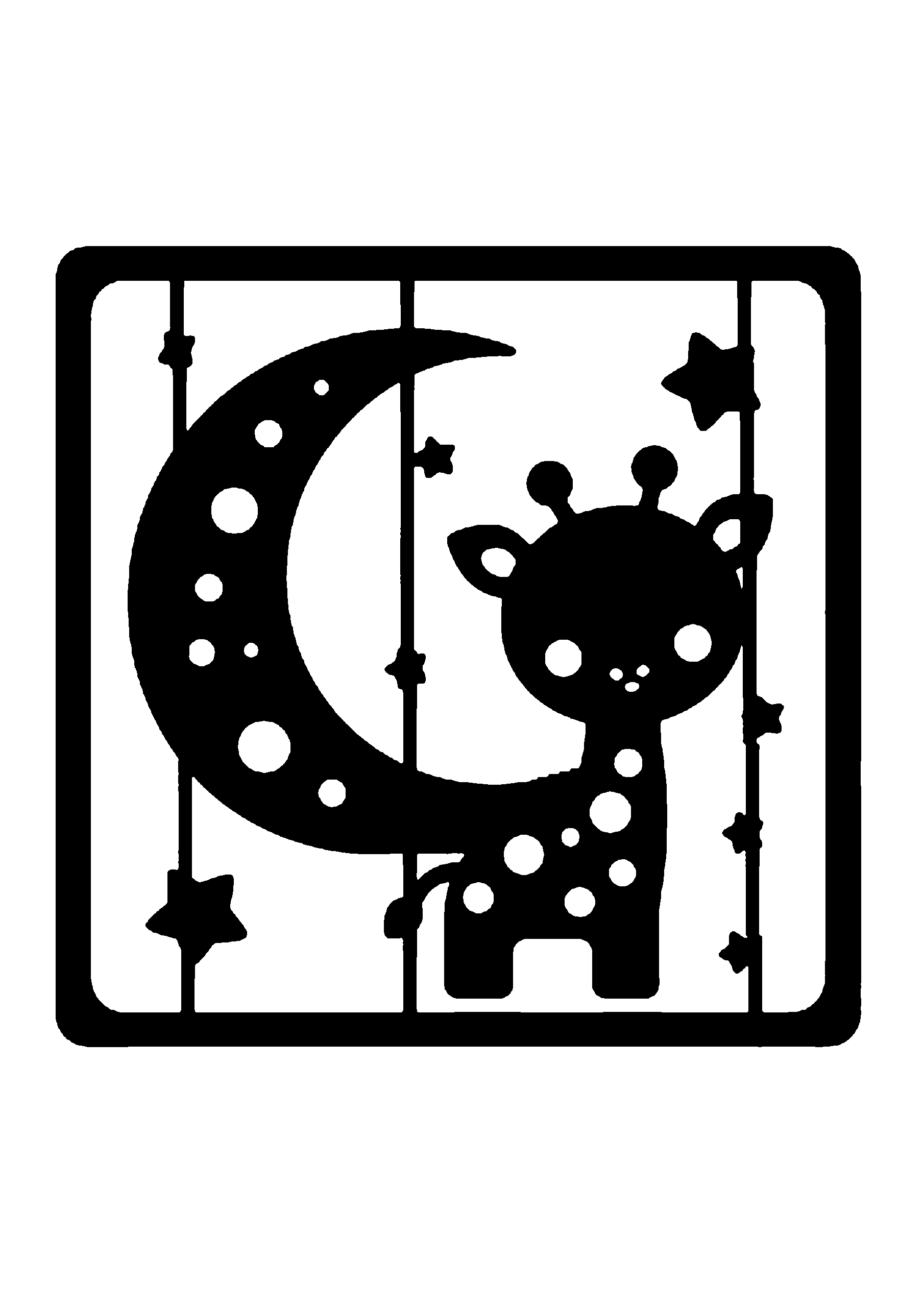 初心者向けのきりんの切り絵図案 No.0016