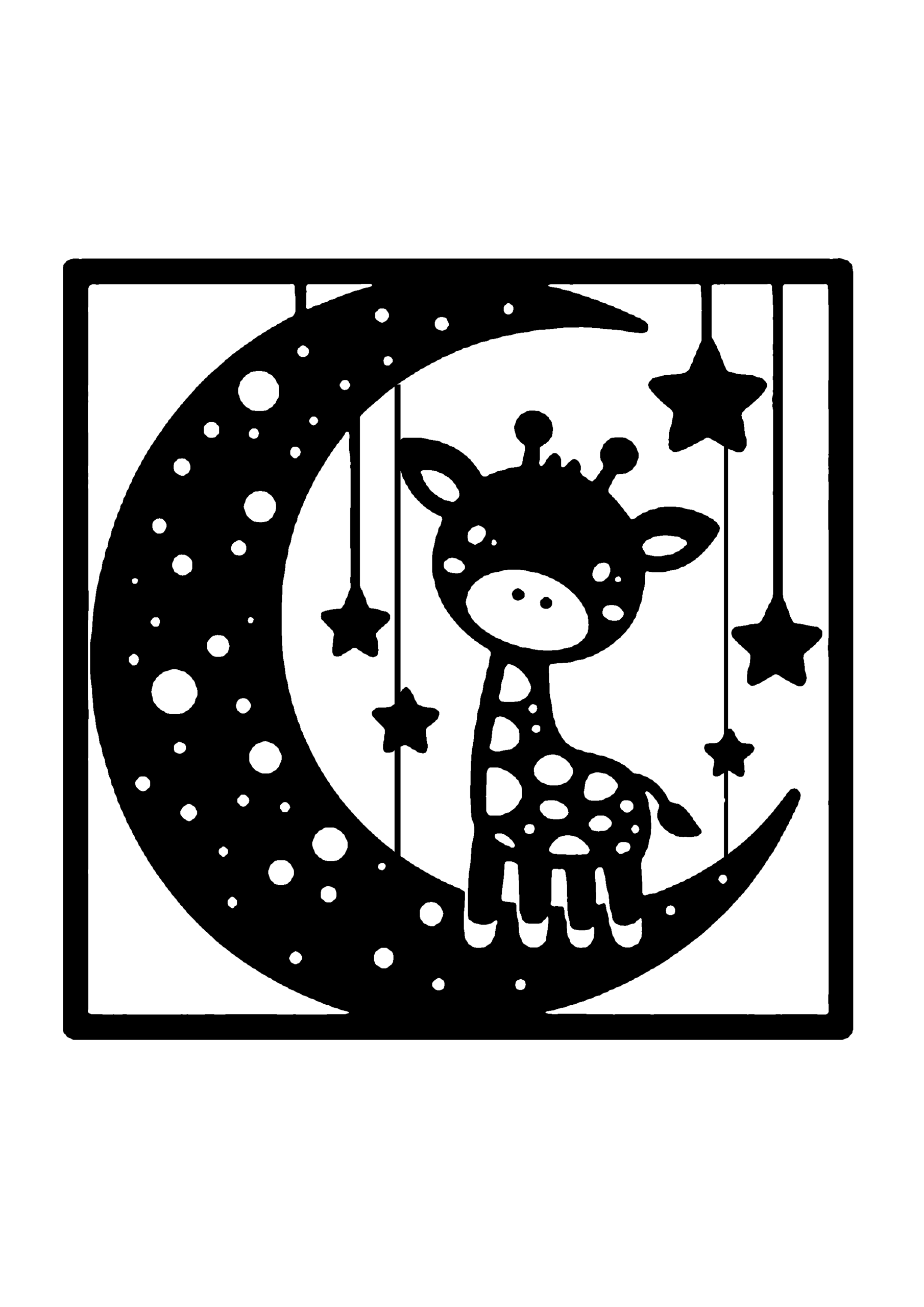 初心者向けのきりんの切り絵図案 No.0017