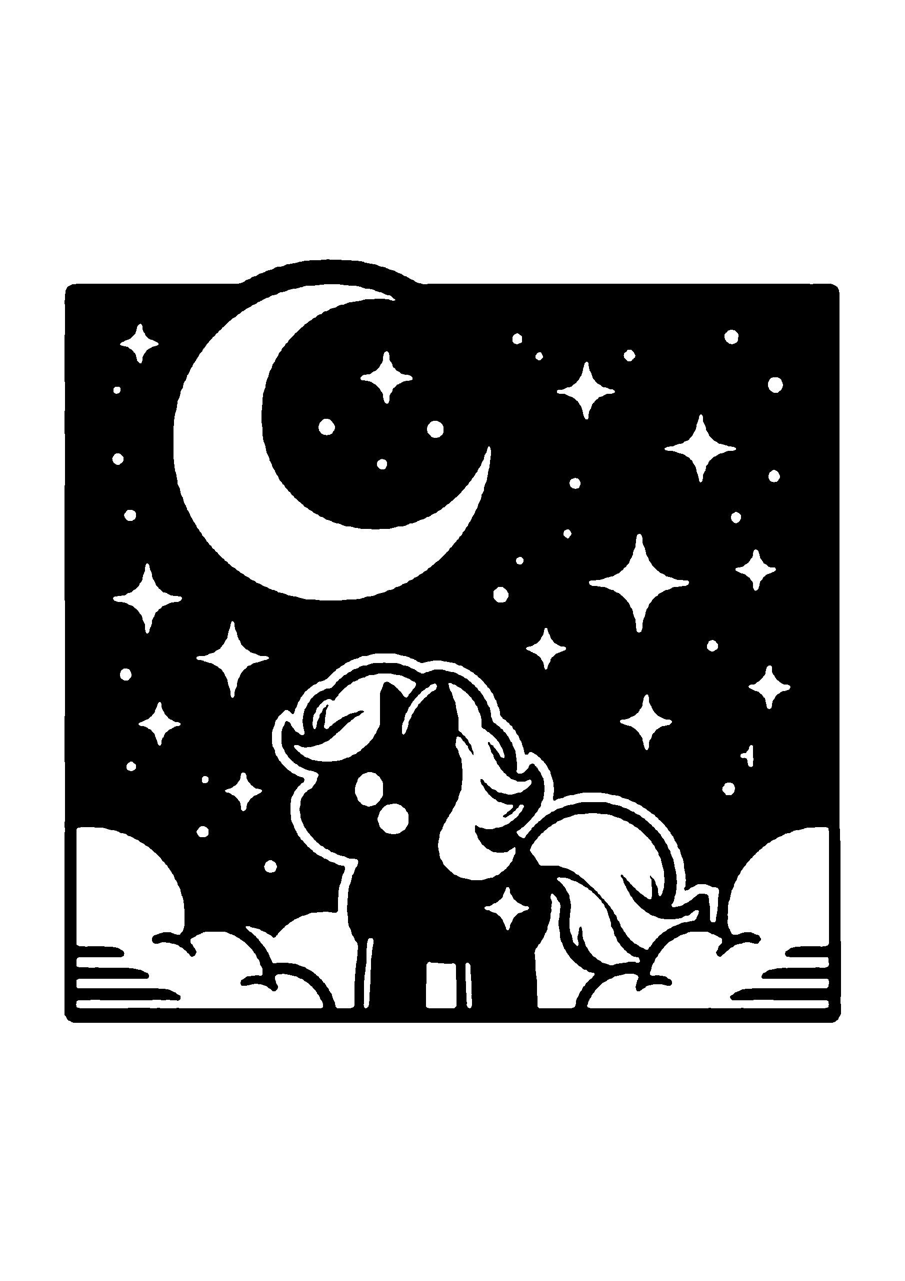 初心者向けの馬の切り絵図案No0067