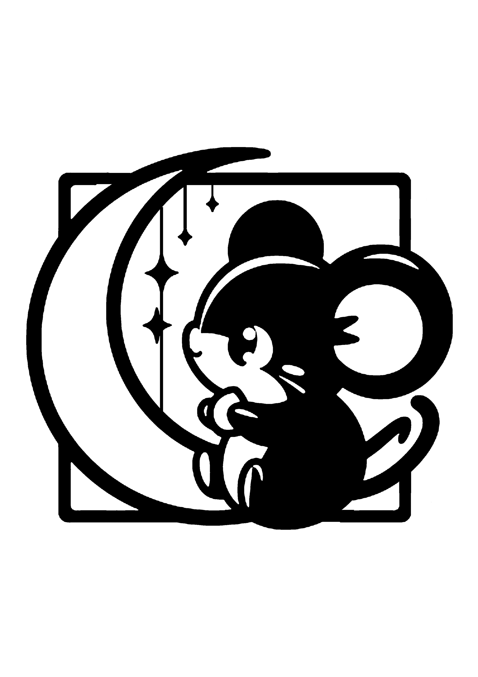 初心者向けのネズミの切り絵図案No0074