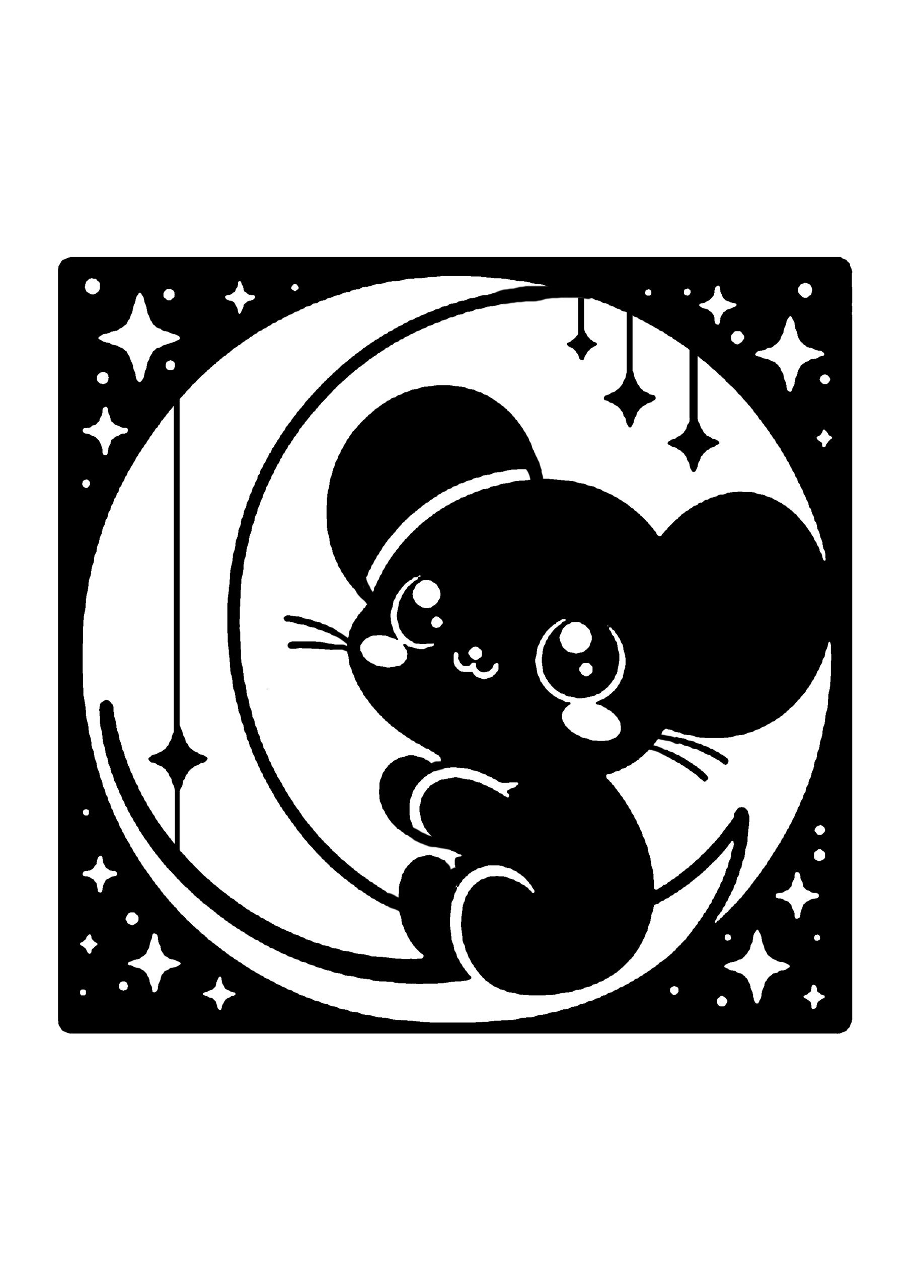 初心者向けのネズミの切り絵図案No0075