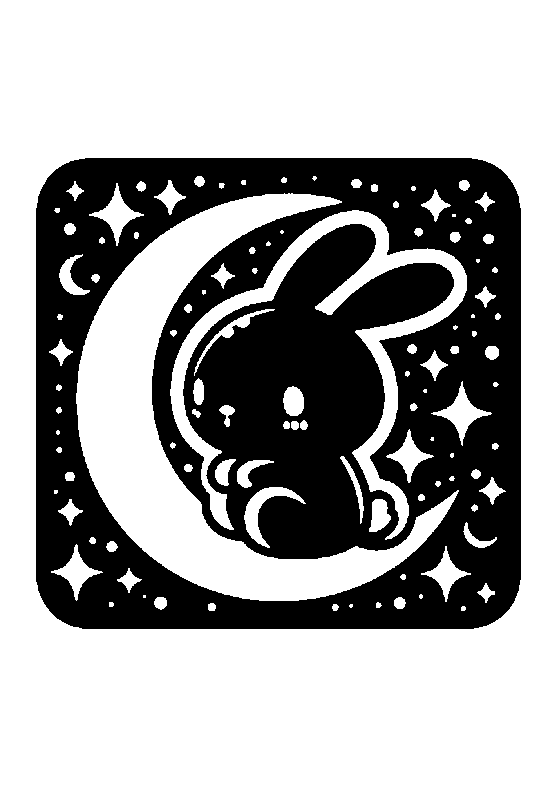 初心者向けのうさぎの切り絵図案 No.0012