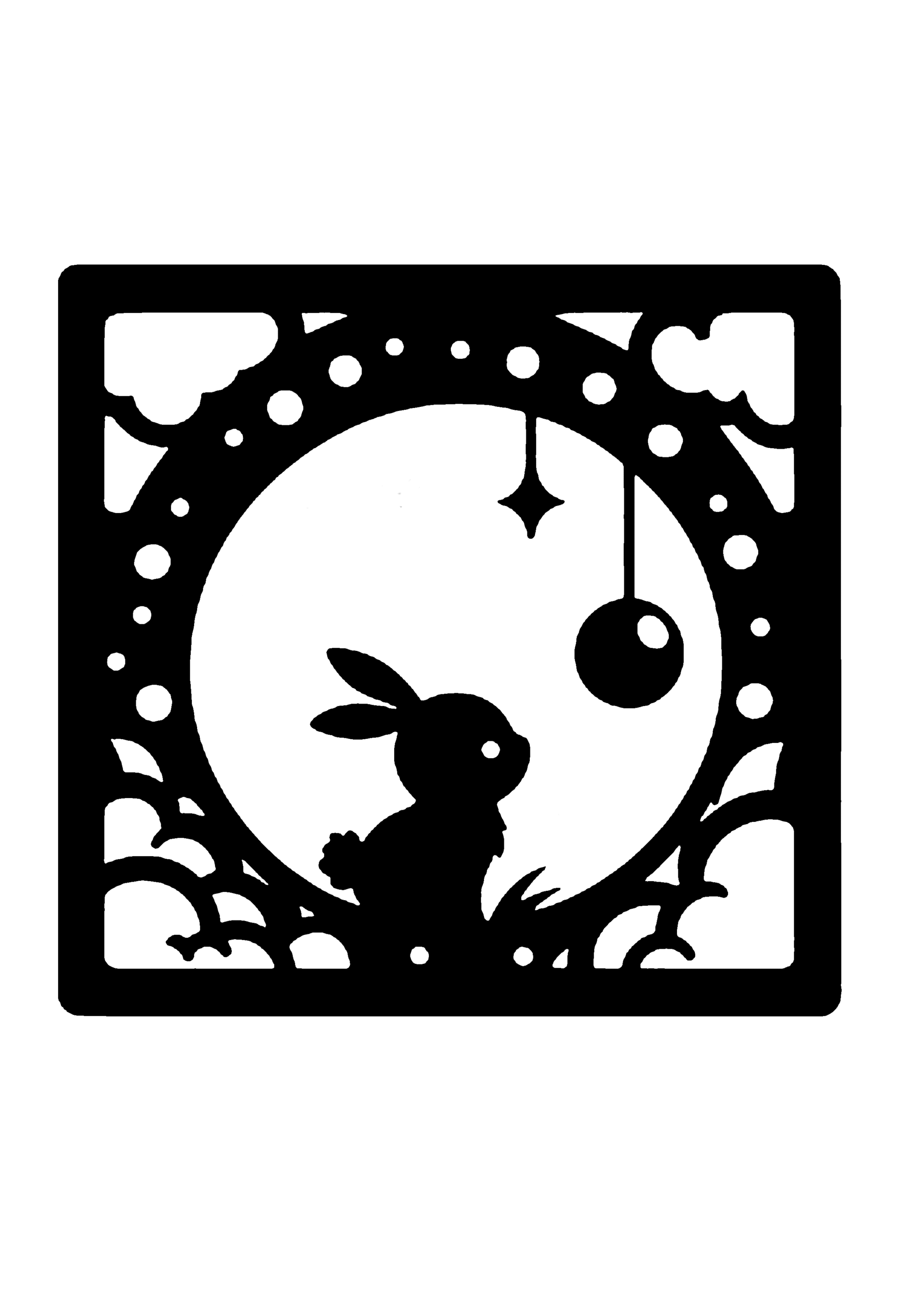 初心者向けのうさぎの切り絵図案 No.0013