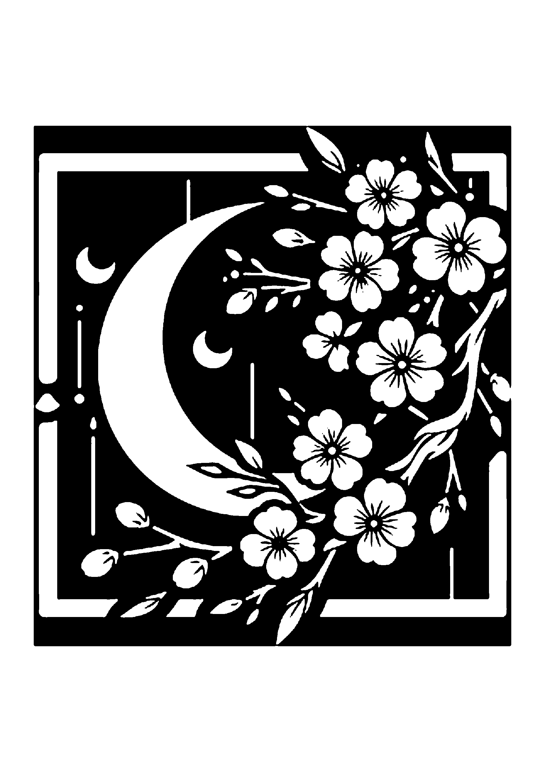 桜の花の切り絵図案No0056