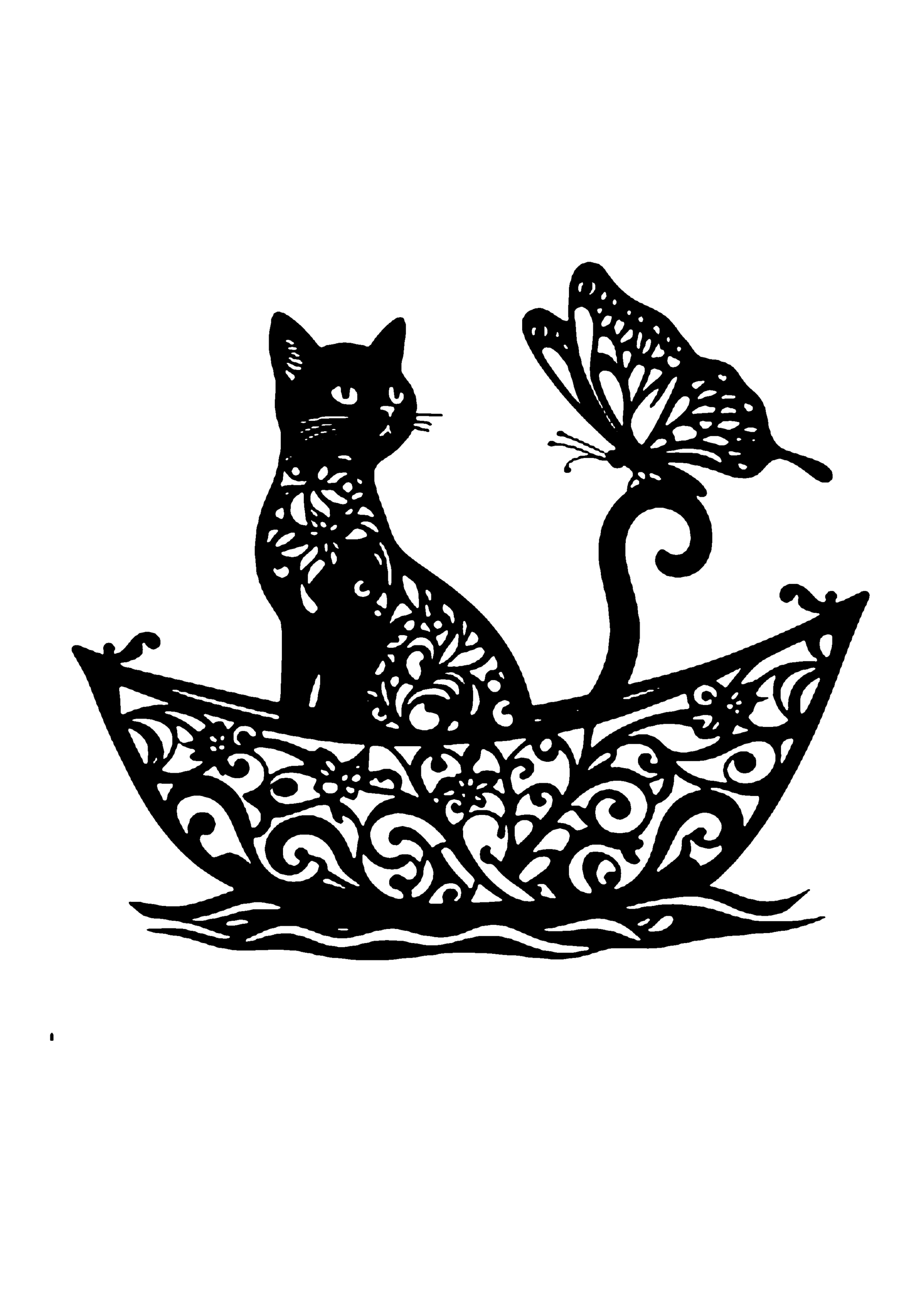 猫の切り絵図案（無料・初心者・中級者向け）0105