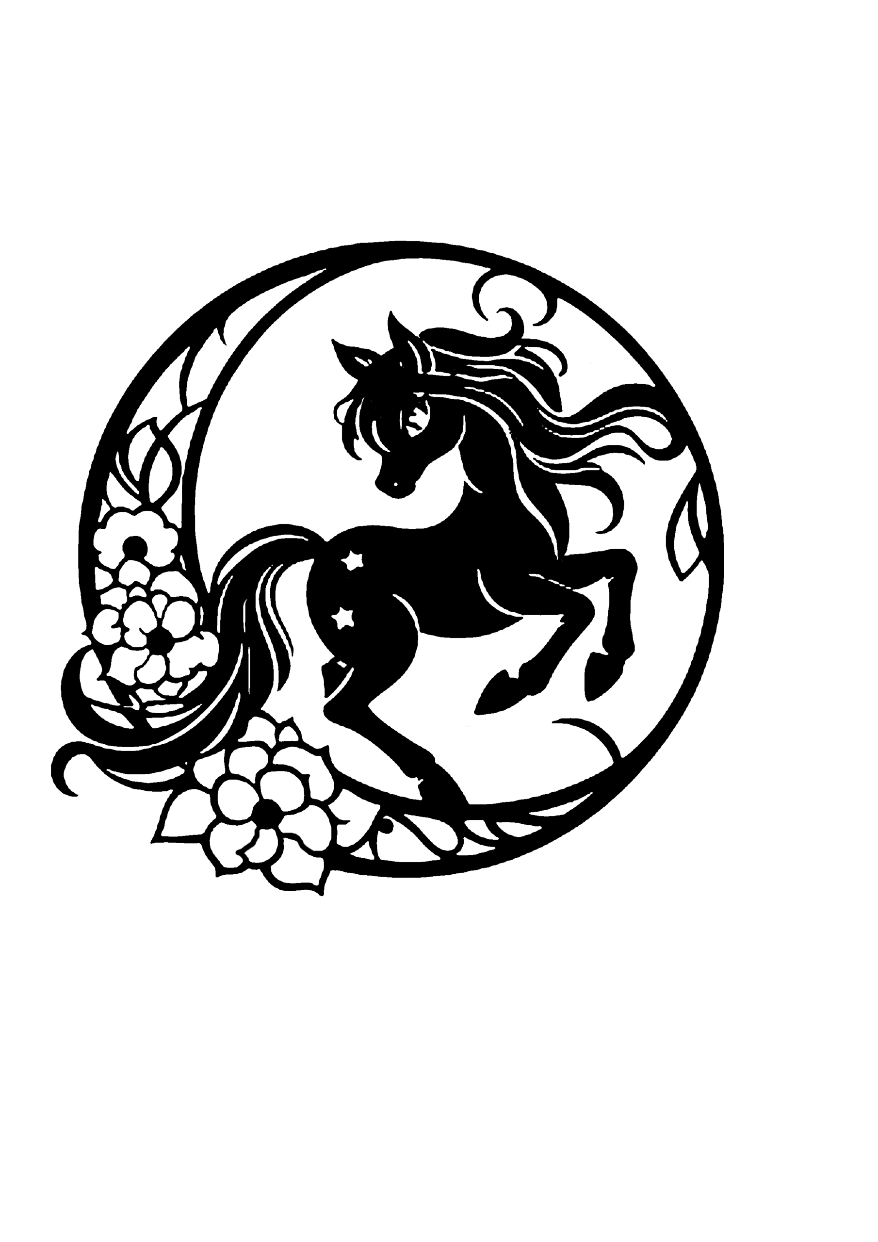 馬の切り絵図案（無料・初心者・中級者向け）0103