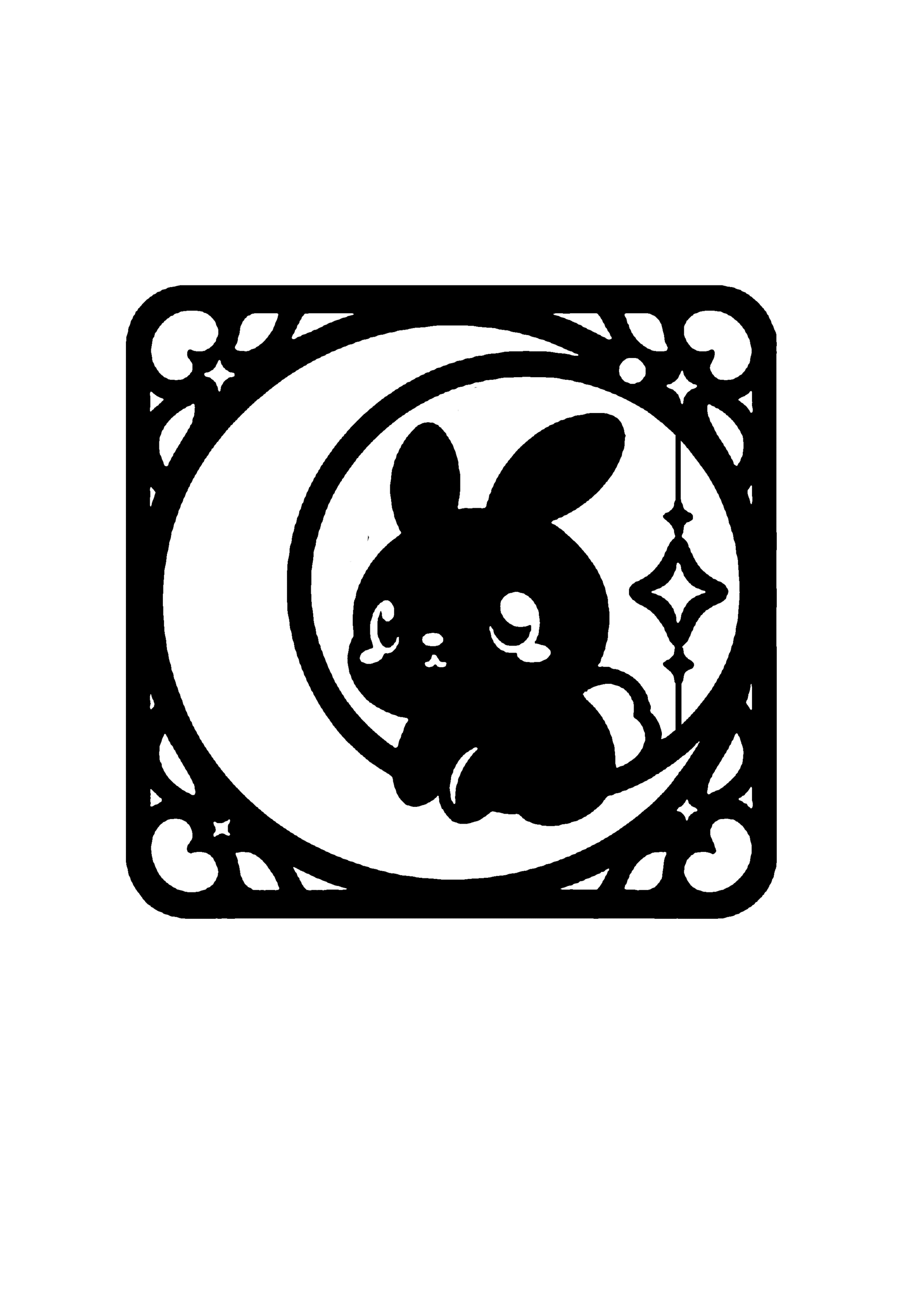 初心者向けのうさぎの切り絵図案（無料・初心者向け）0131