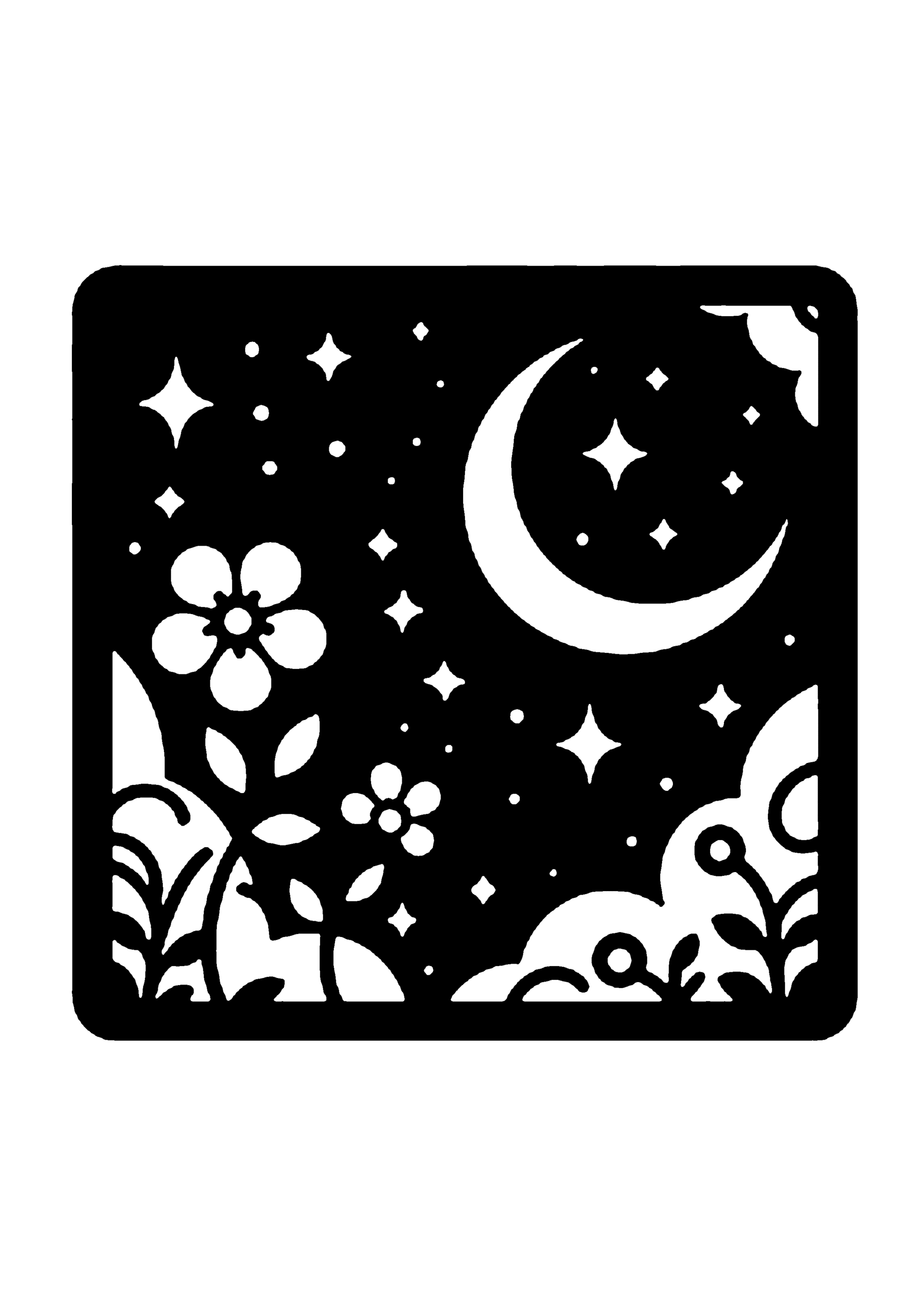 初心者向けの花の切り絵図案(無料・初心者向け)0134