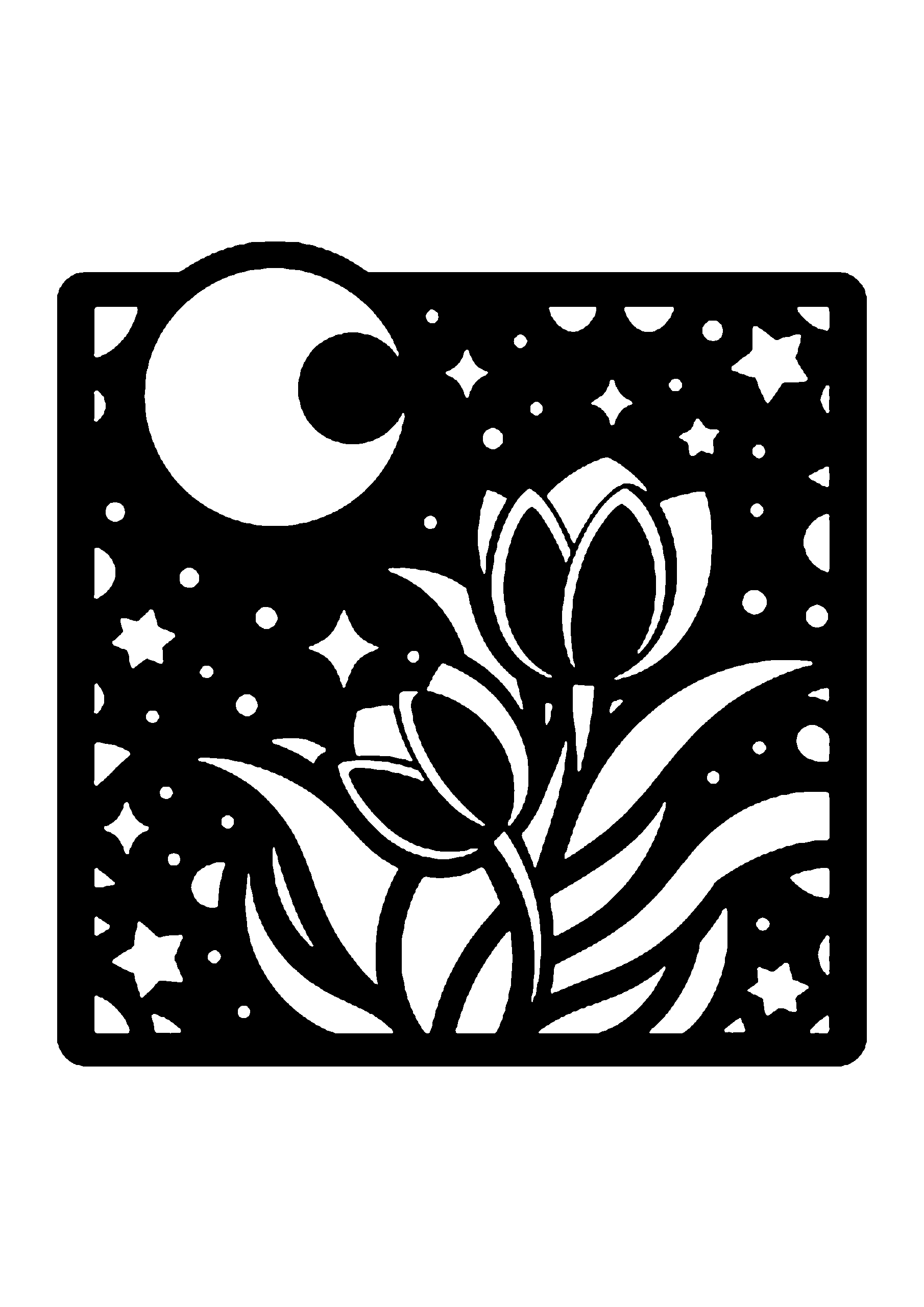 初心者向けの花の切り絵図案(無料・初心者向け)0135