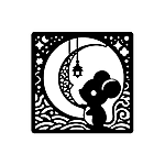 ねずみの切り絵図案（初心者向け）0073