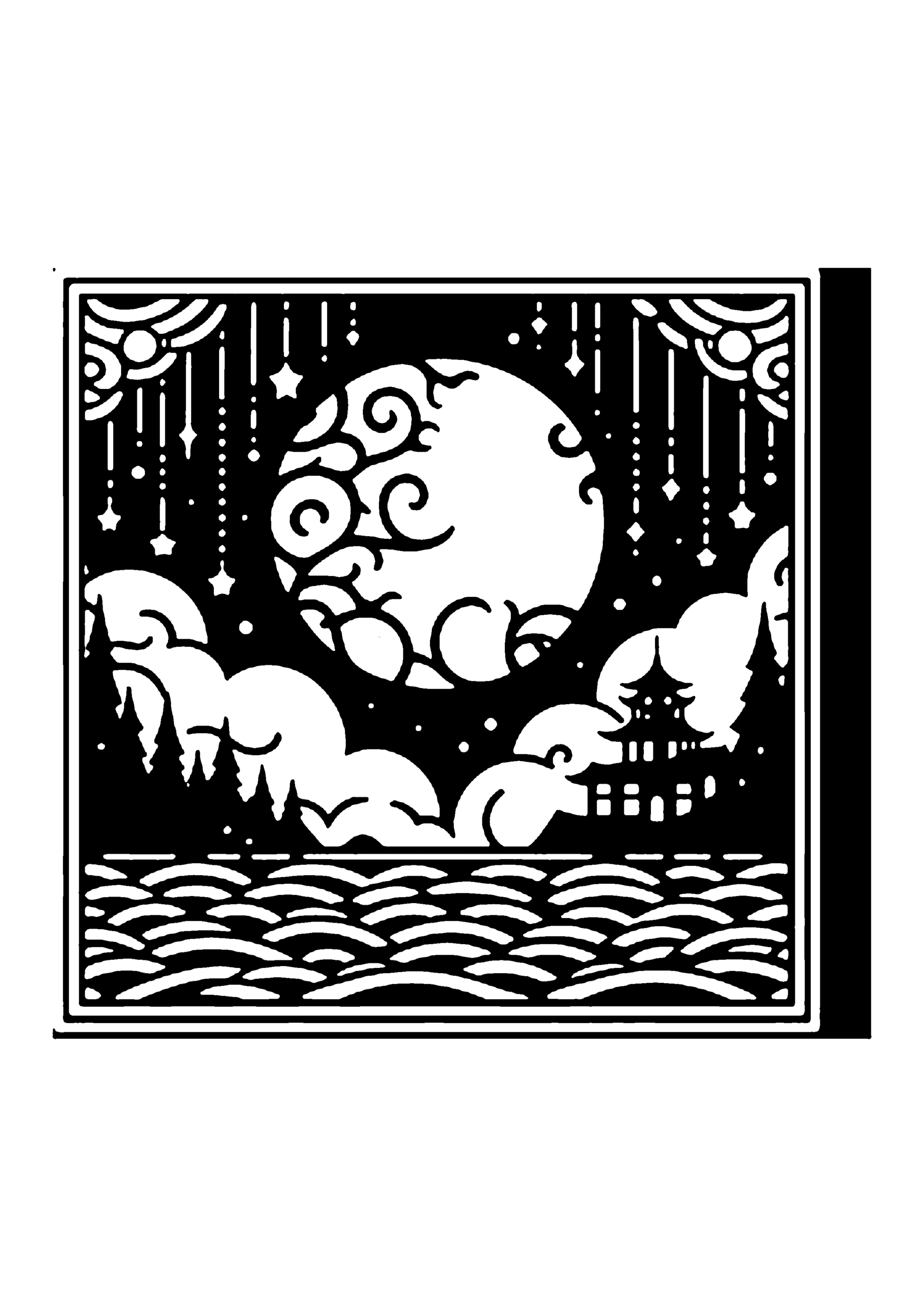 湖の風景の切り絵図案(無料・初心者向け)0118