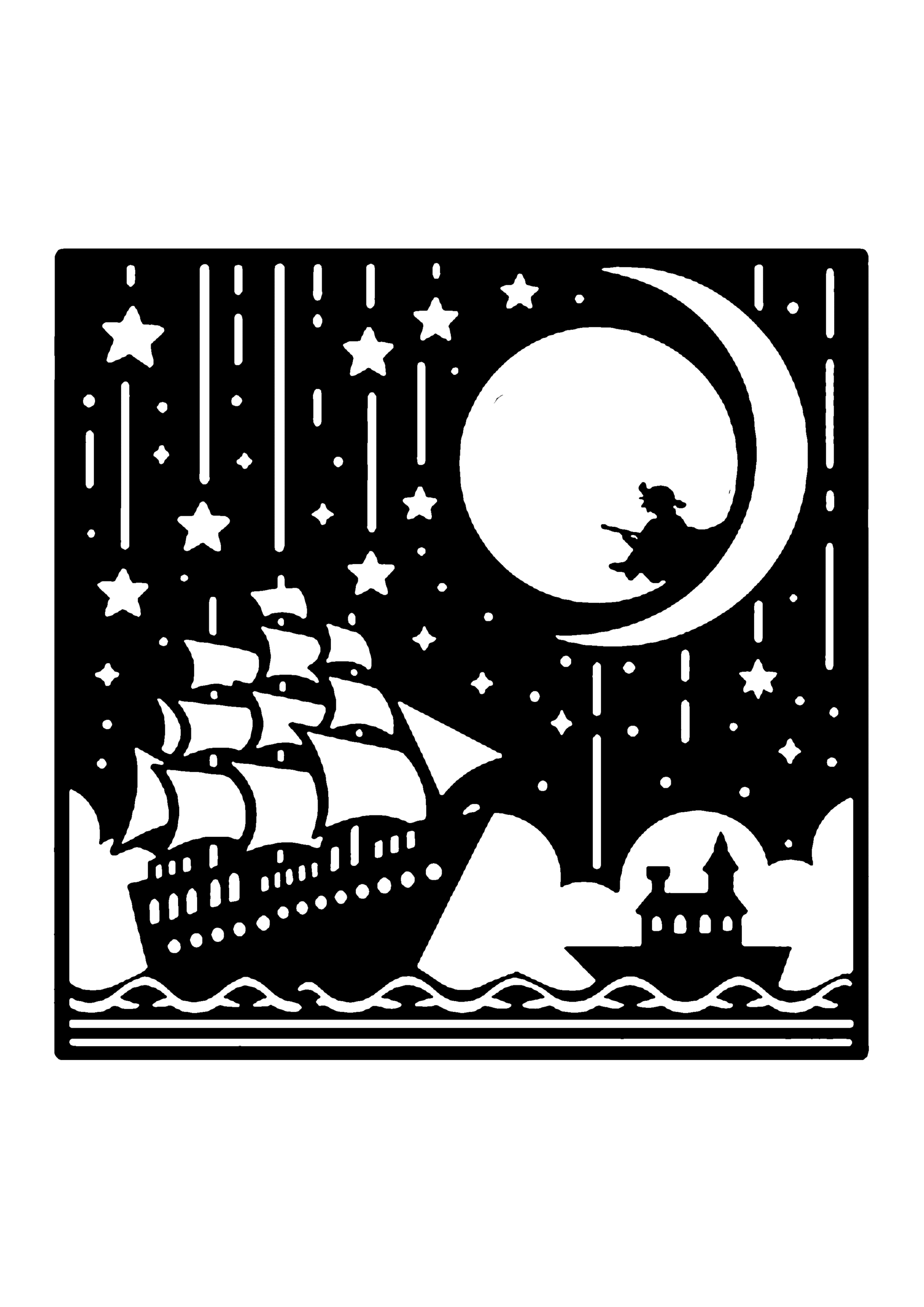 船の切り絵図案（無料・初心者向け）0124