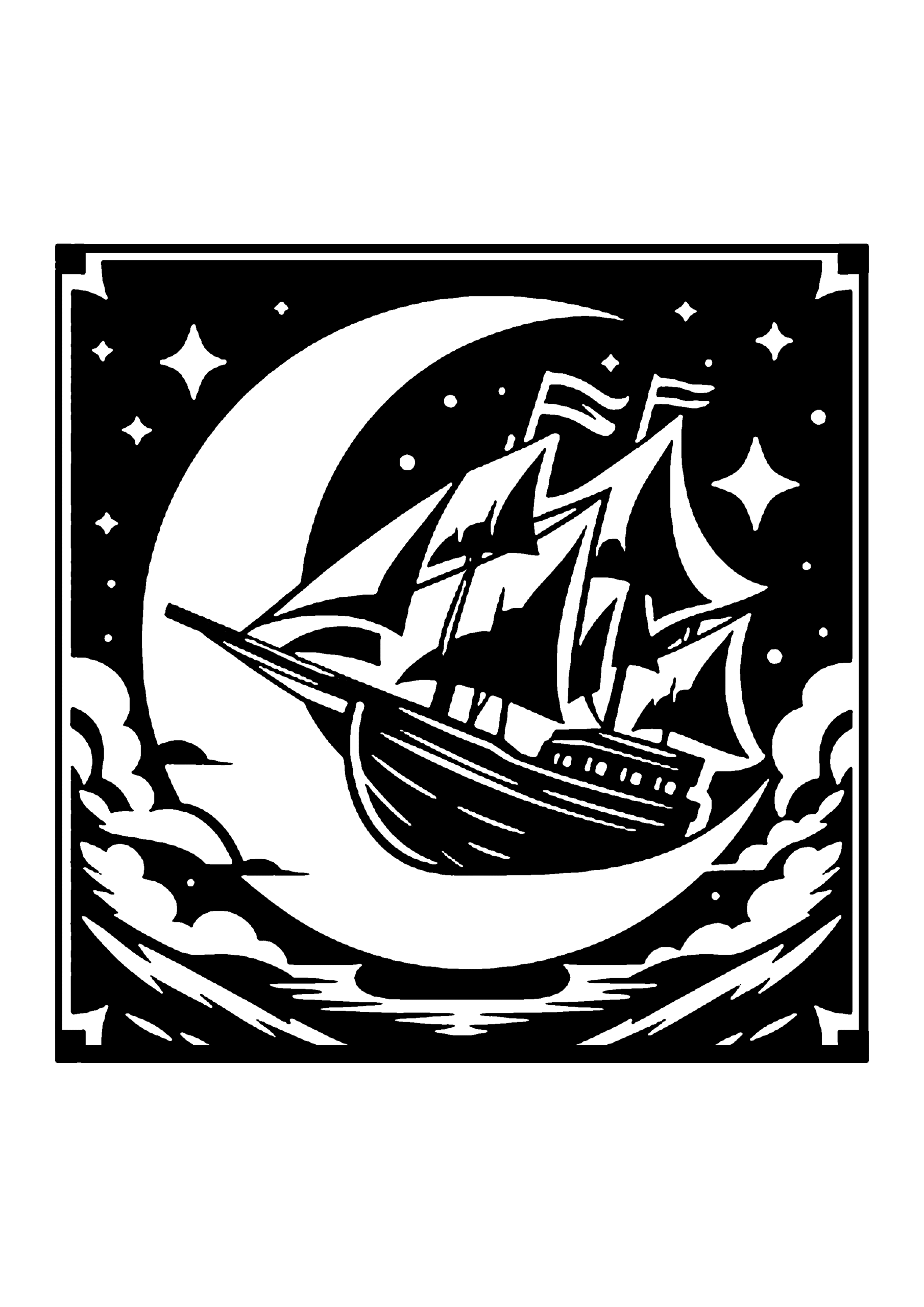 船の切り絵図案（無料・初心者向け）0125