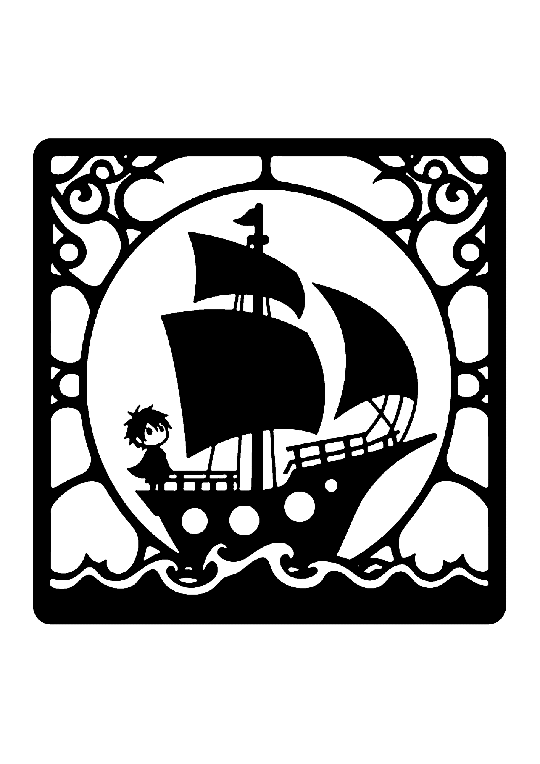 船の切り絵図案（無料・初心者向け）0126