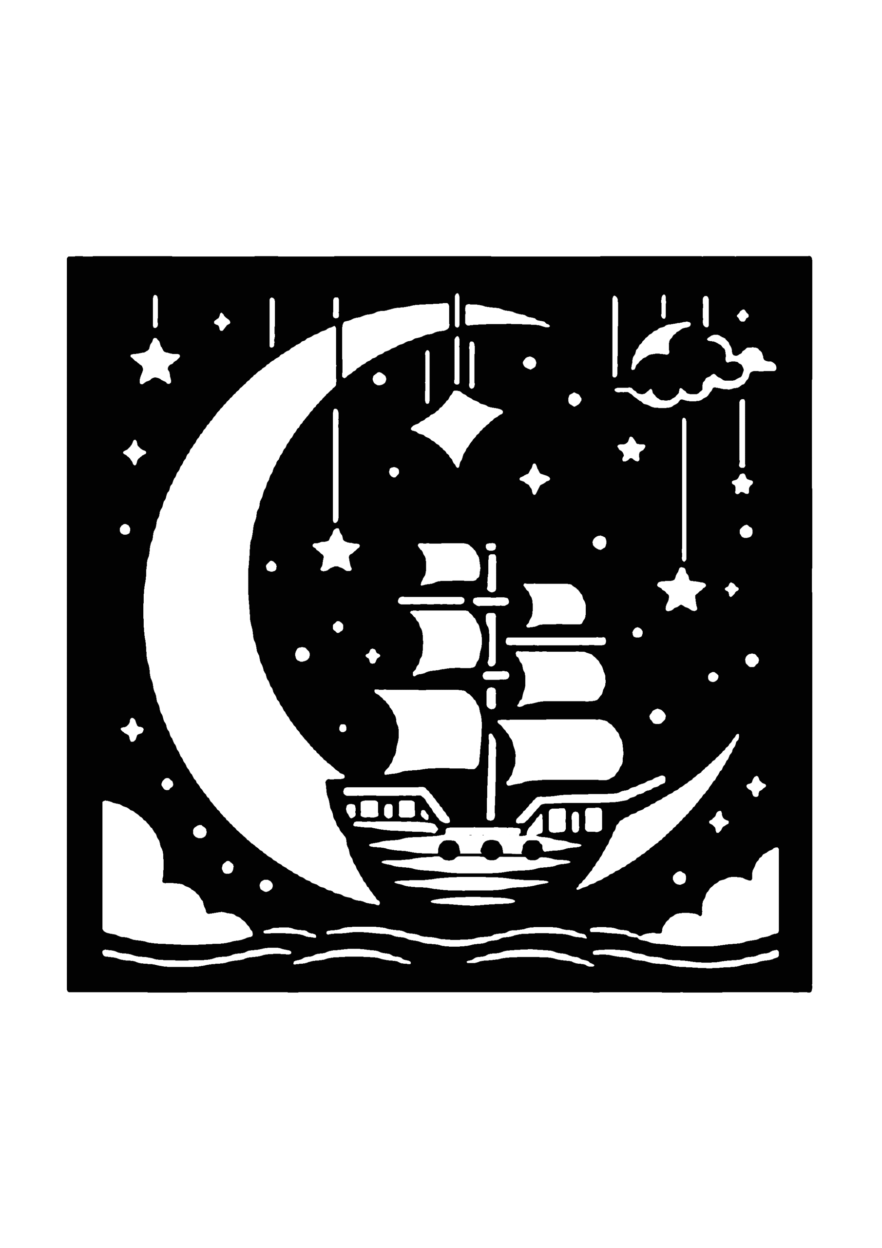 船の切り絵図案(無料・初心者向け)0128