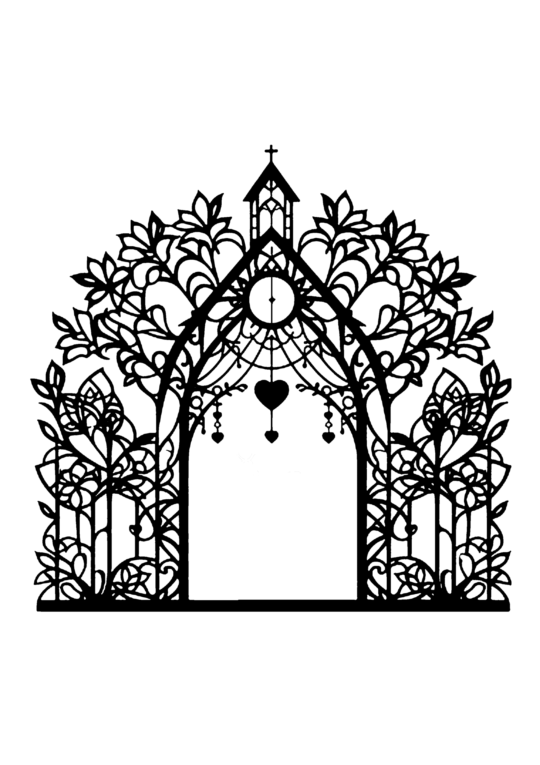 結婚式の切り絵図案（無料・中級者向け）0108