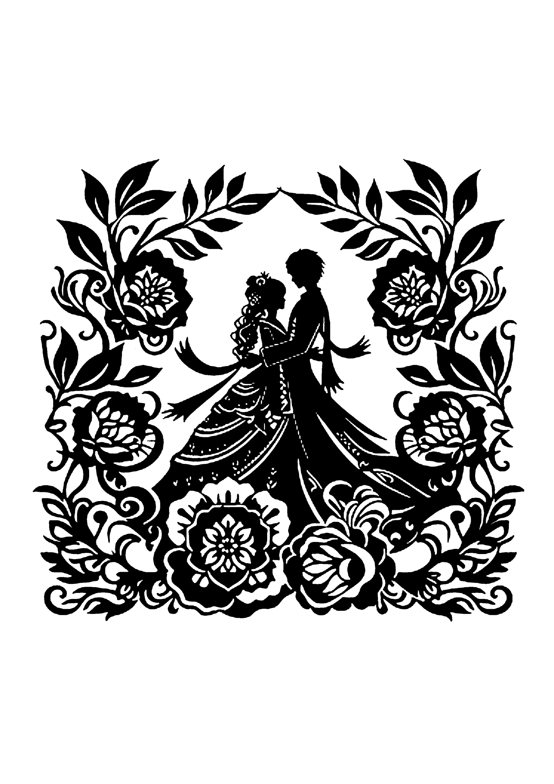 結婚式の切り絵図案（無料・中級者向け）0114