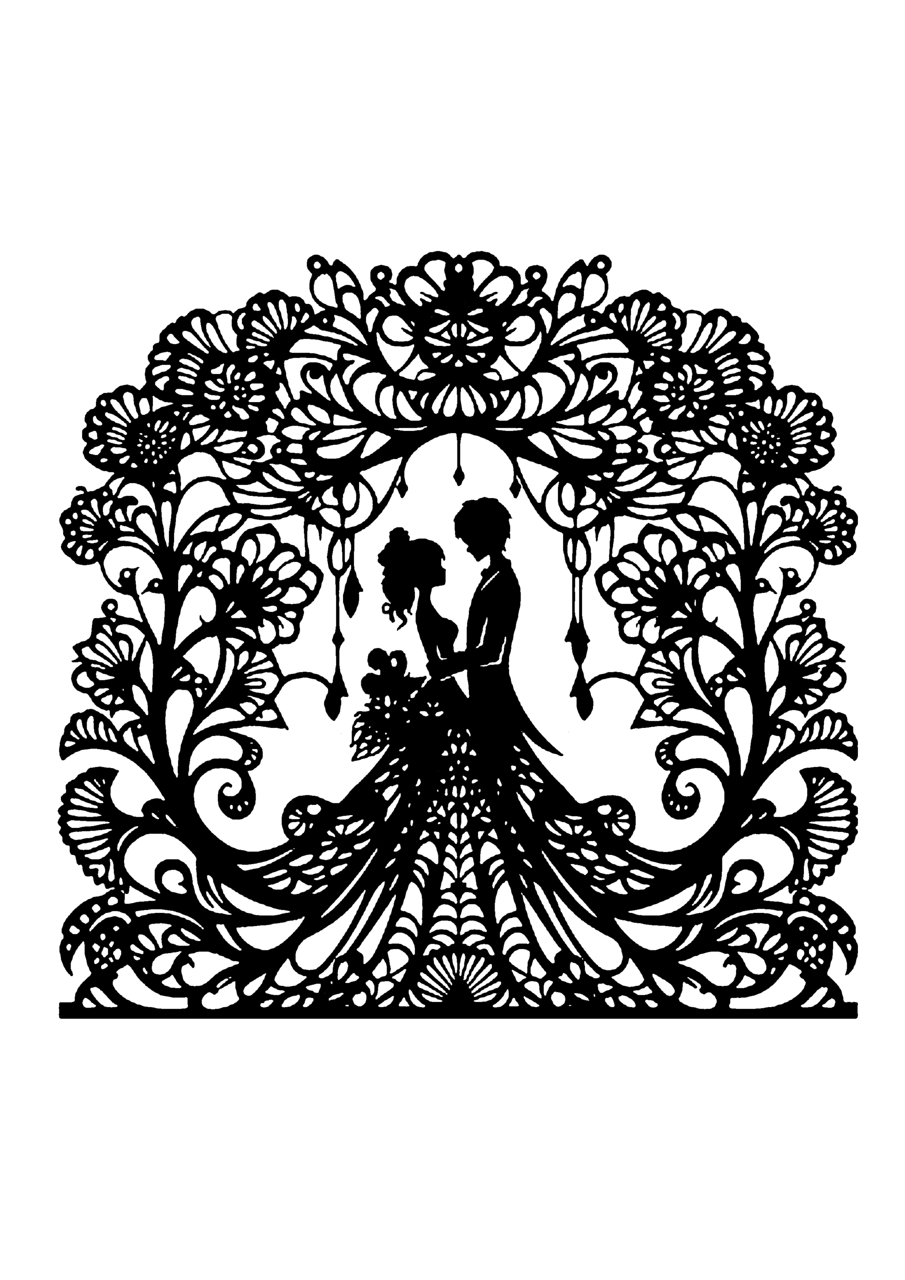 結婚式の切り絵図案(無料・中級者向け)0115