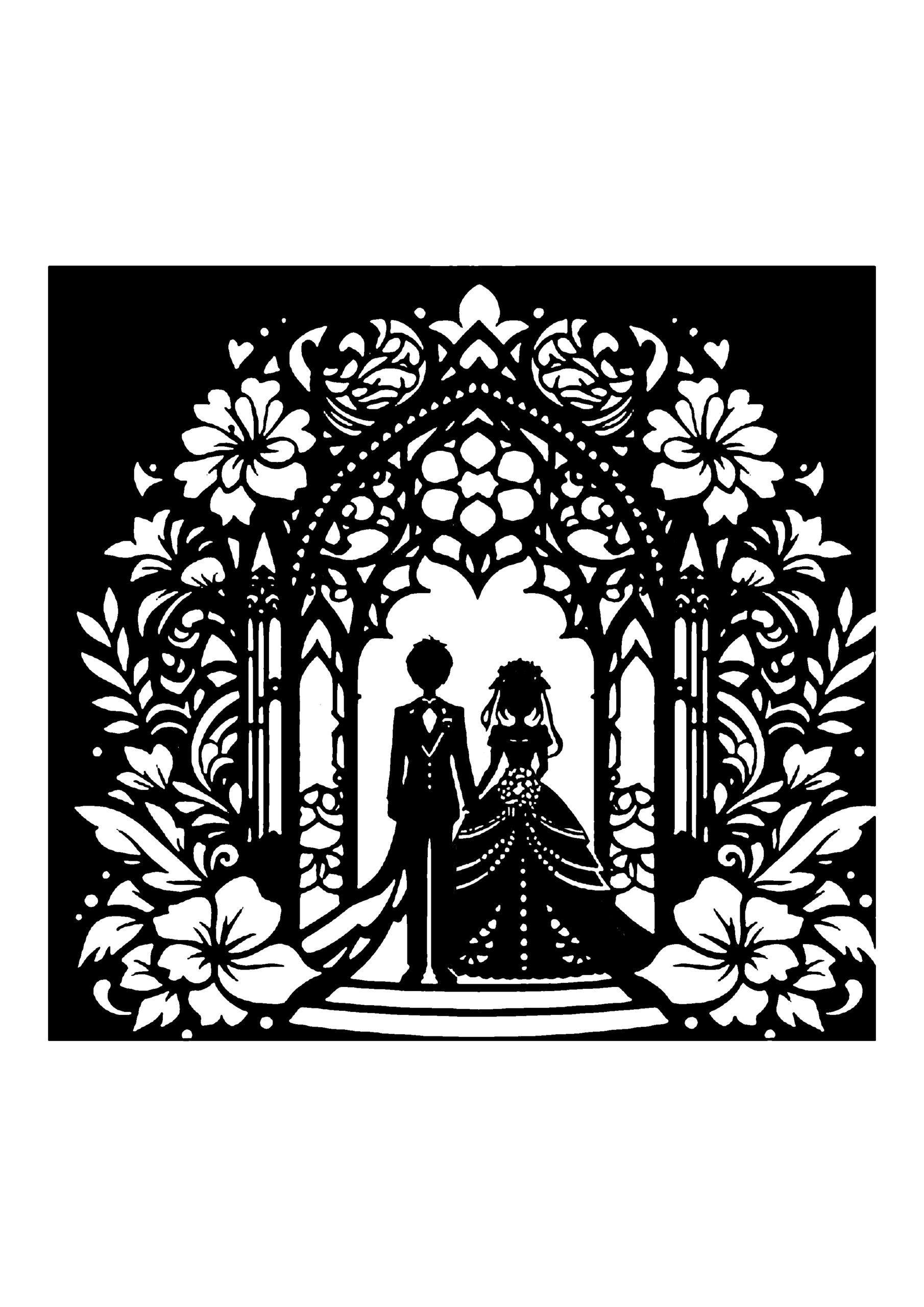 結婚式の切り絵図案（無料・中級者向け）0116