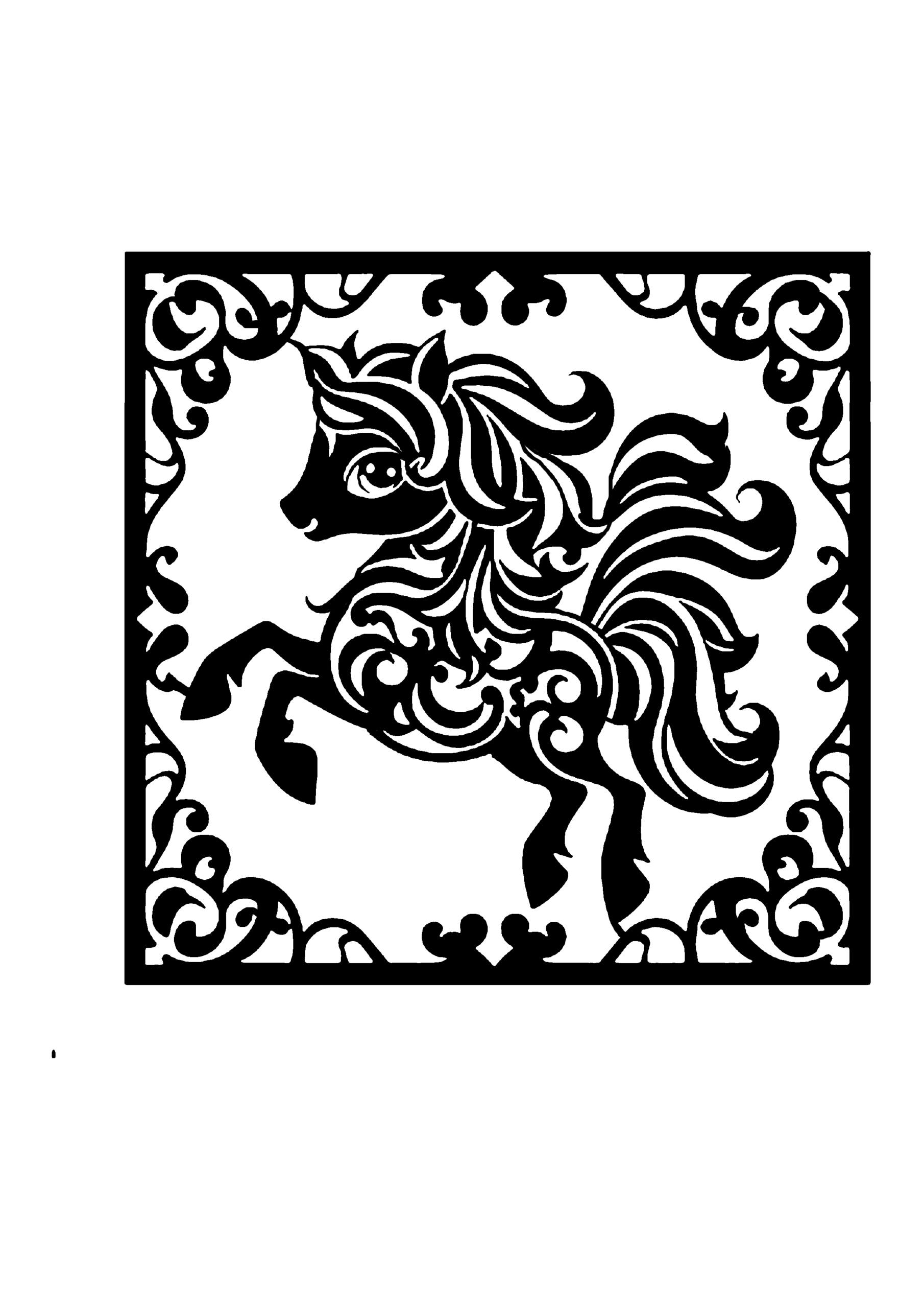 馬の切り絵図案（無料・初心者・中級者向け）0174