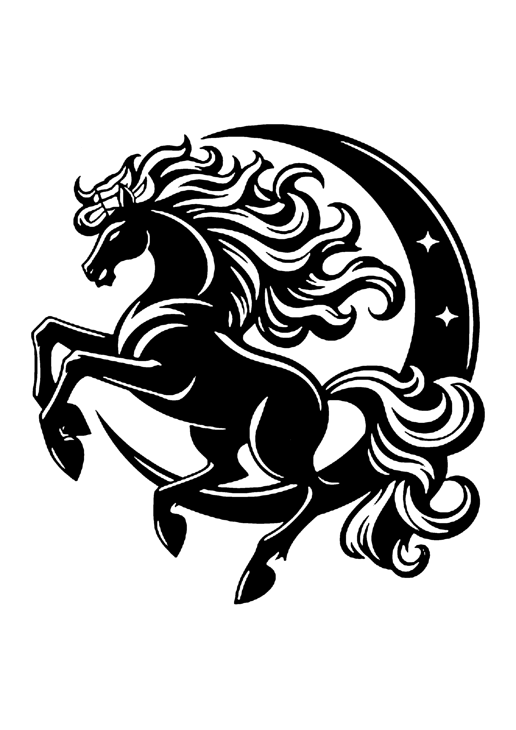馬の切り絵図案（無料・初心者・中級者向け）0177